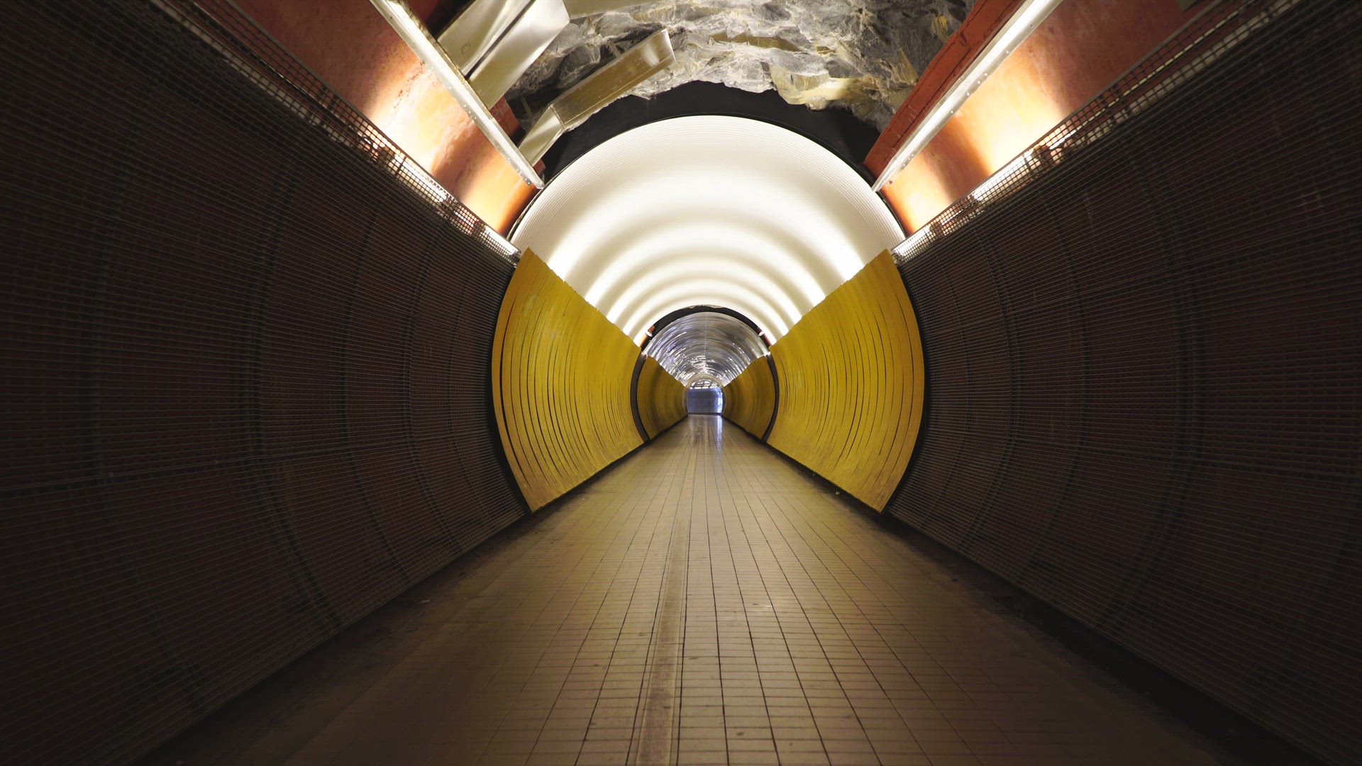 point of view - walking through tunnel in central Stockholm
