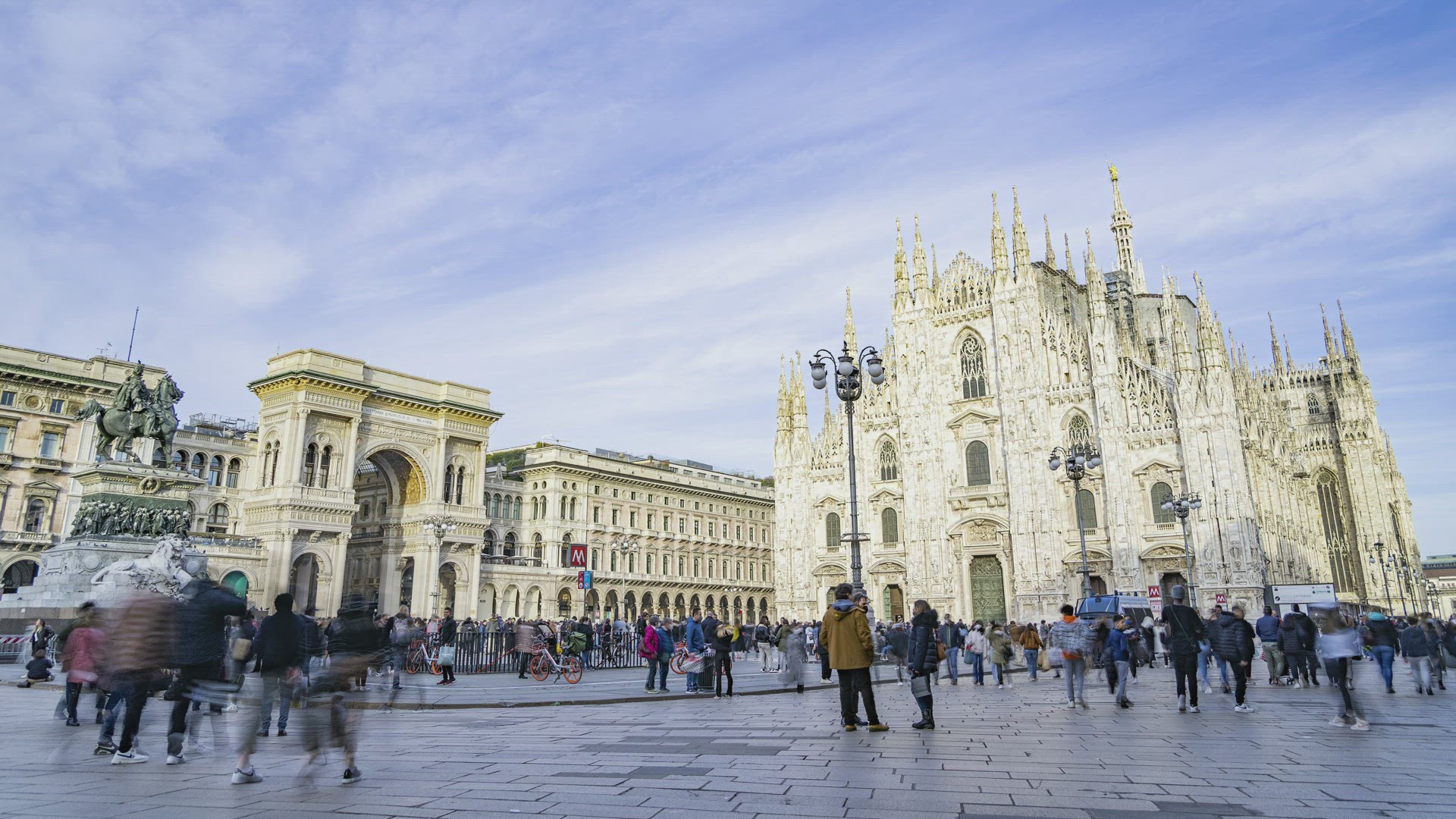 Milan, Italy, Timelapse - The Piazza Duomo in Milan during the day