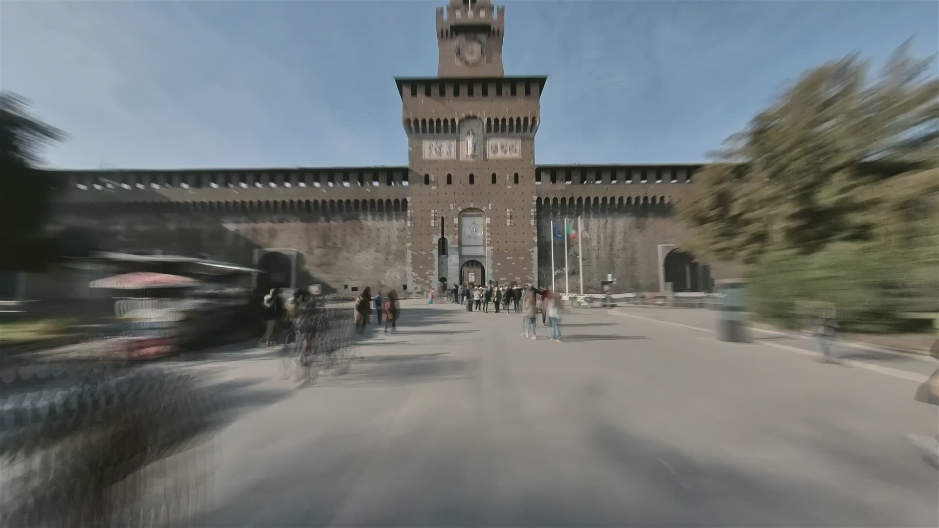 Milan, Italy, Hyperlapse - First person hyperlapse of the Piazza Duomo in Milan during a sunny day