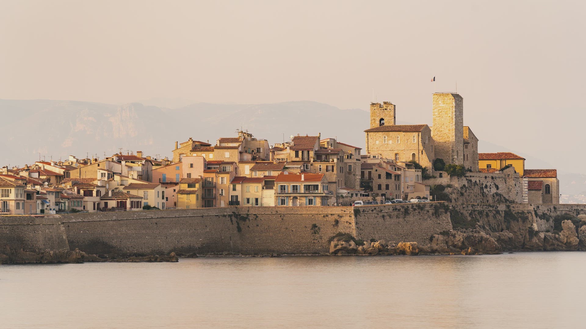 Antibes, France, Timelapse - The city of Antibes from day to night
