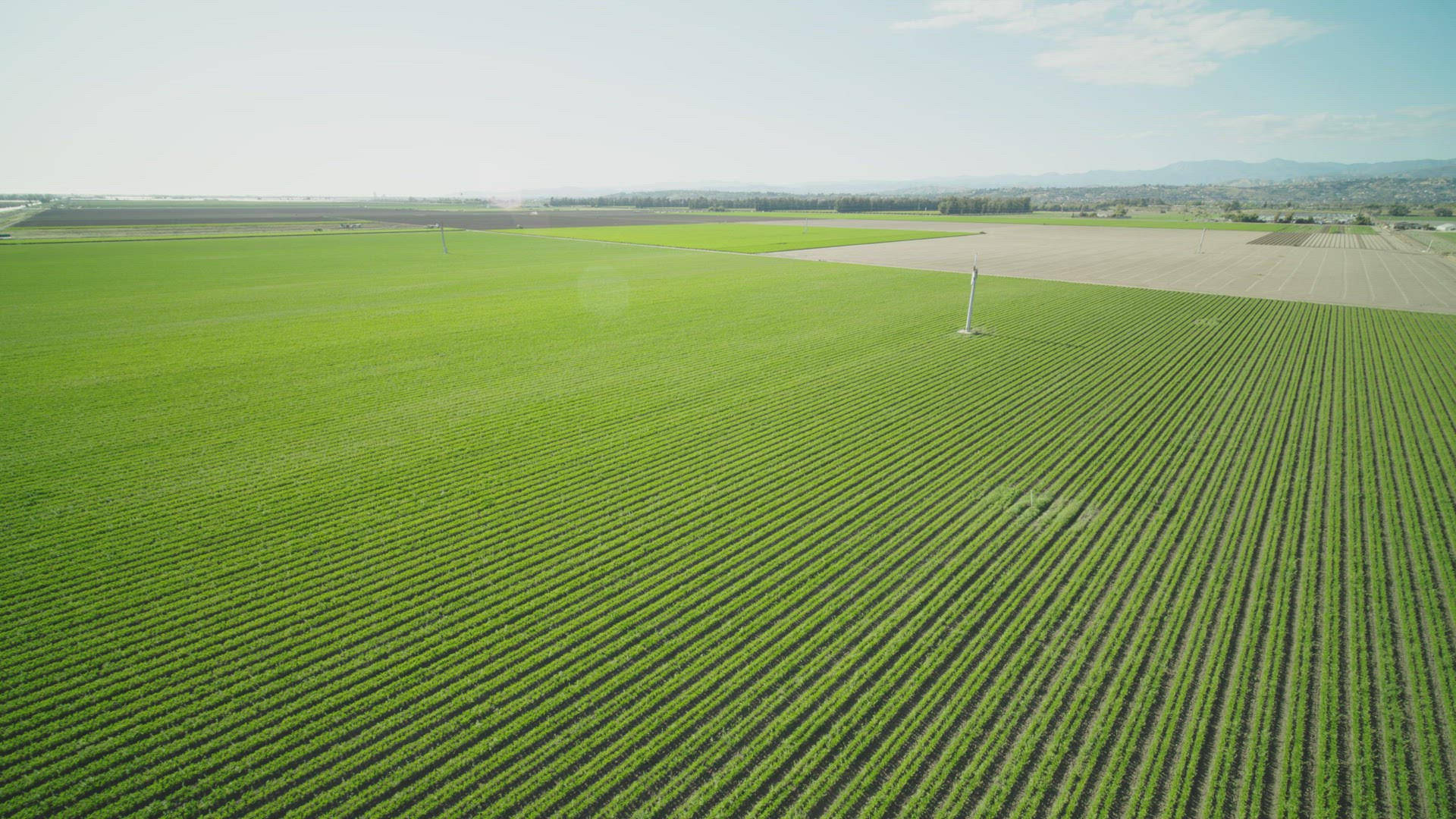 Wide aerial view of farm land 