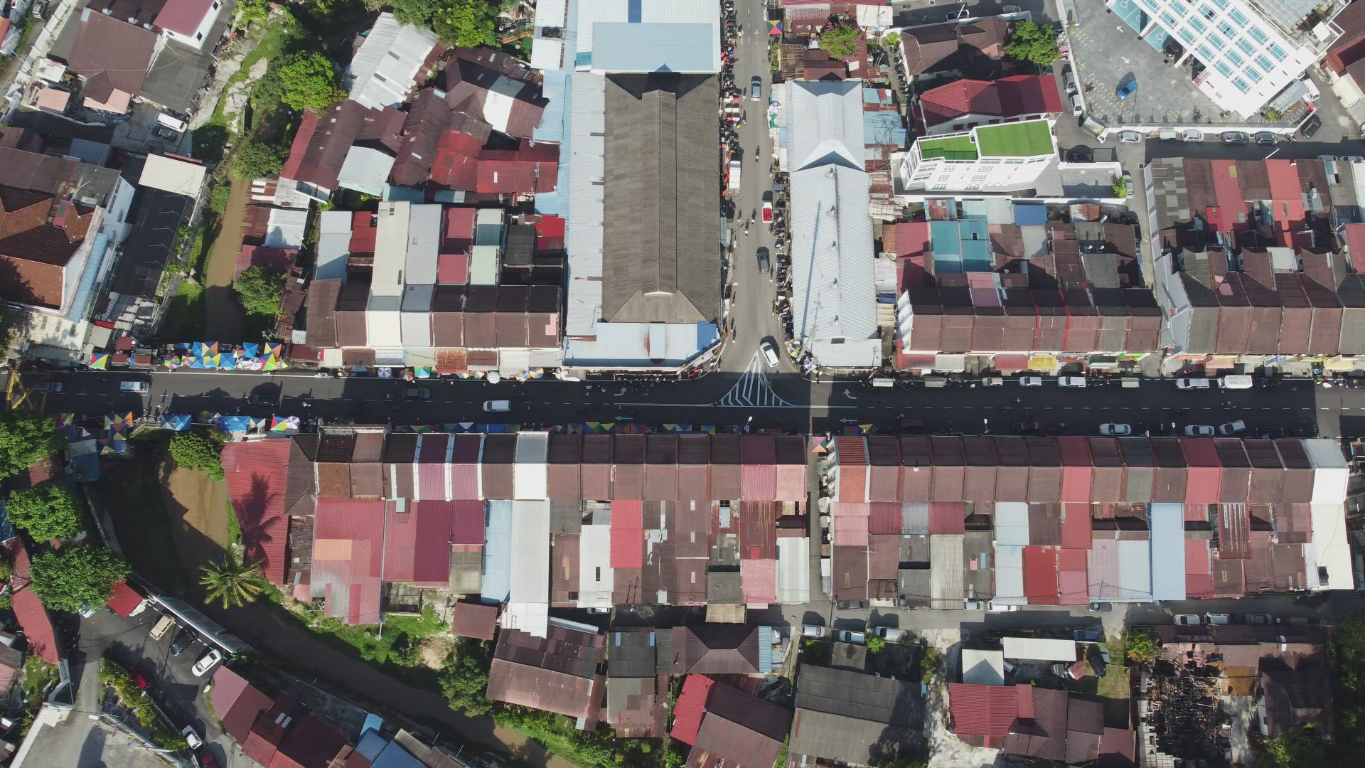 Top view the Serdang, Kedah shop house roof top