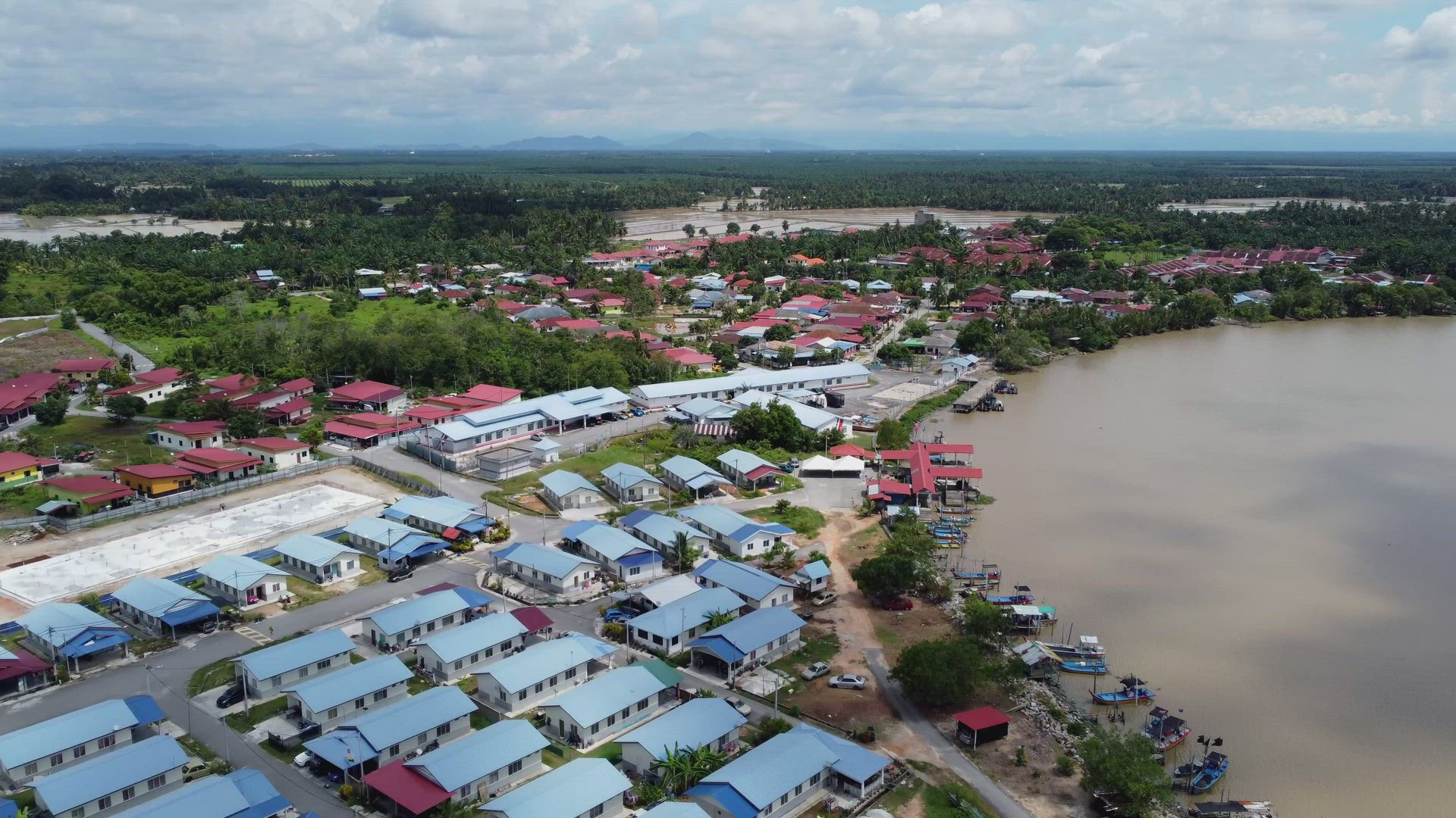 Aerial view Kuala Kurau Malays beside river