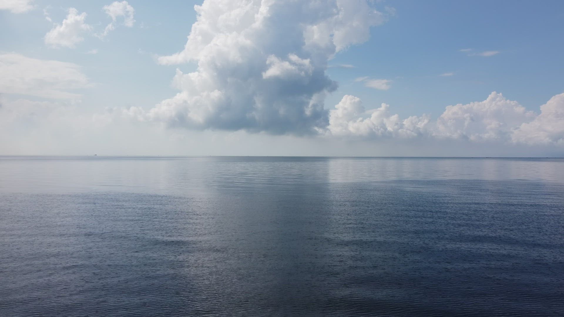 Move at the sea in blue sunny white cloud day