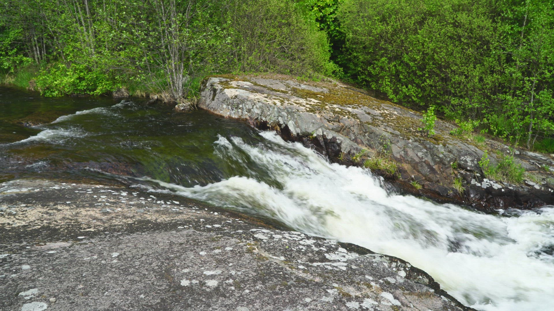 small waterfall in river - streaming water