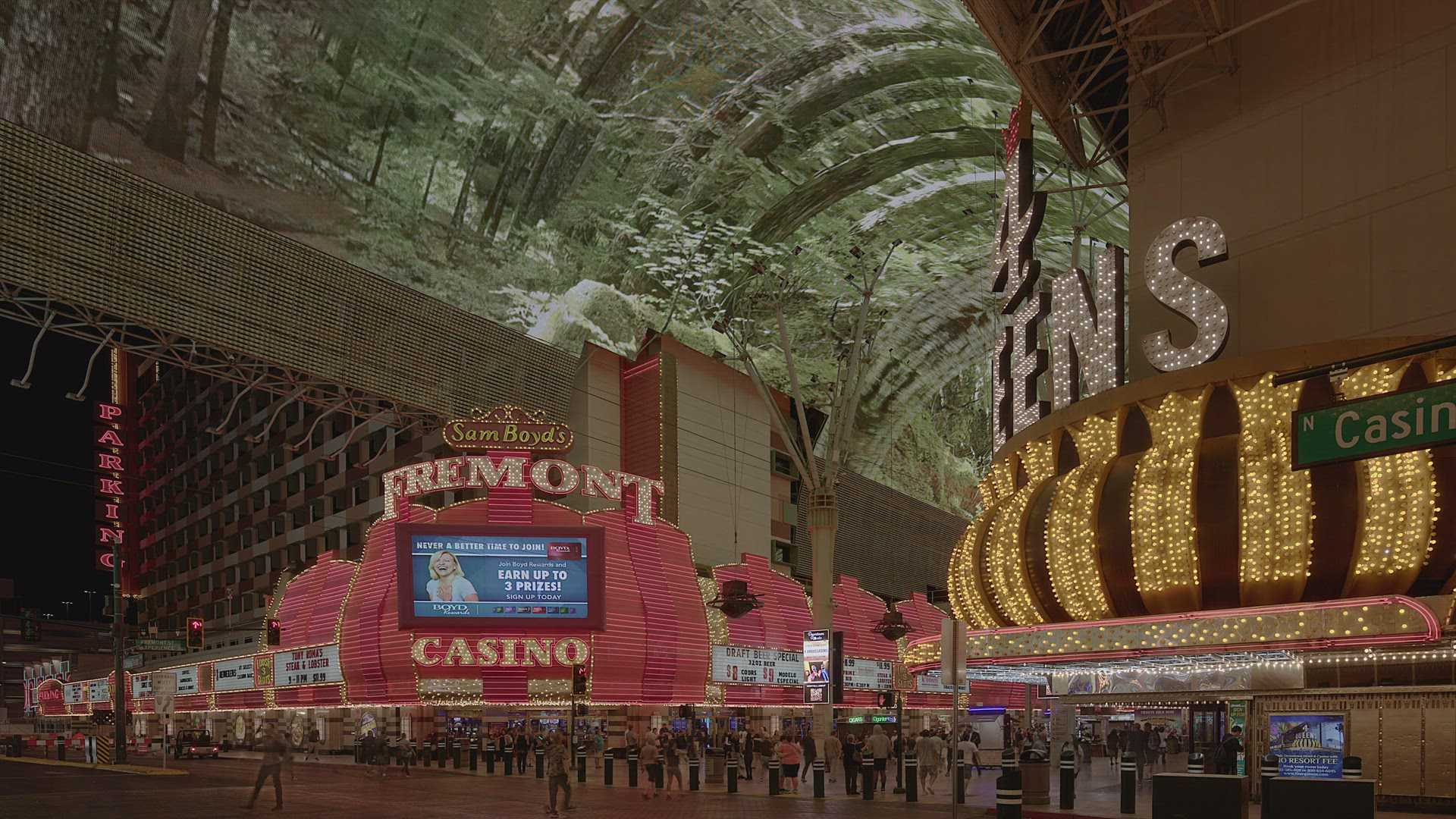 Las Vegas Downtown Fremont Experience Time lapse  Casino center Dr - 8k