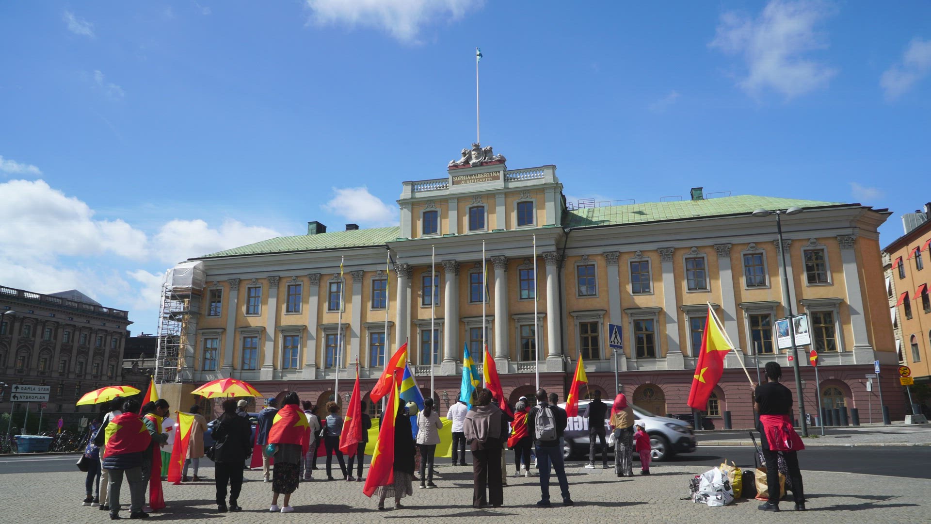 protests outside Ministry for Foreign Affairs in Stockholm