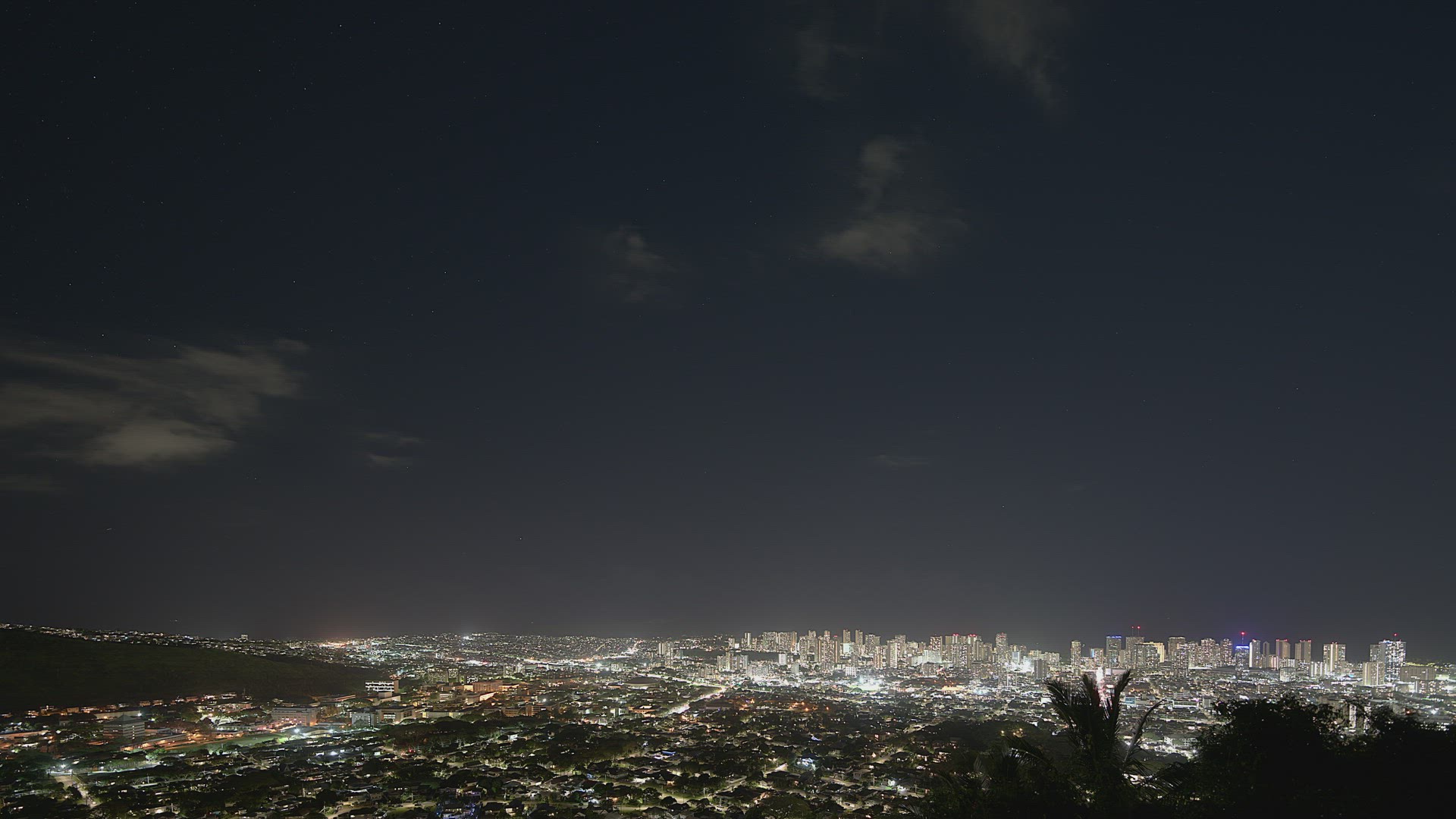 Tantalus Lookout Waikiki Skyline day to night time lapse - 8k