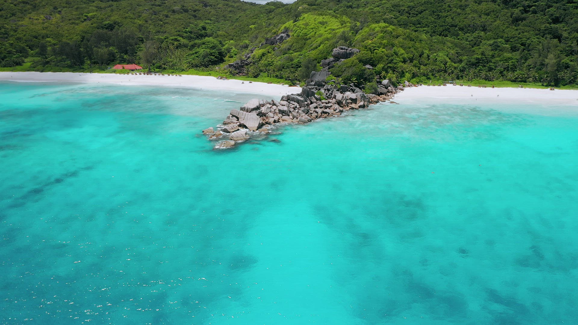 4K drone forward flight forwards gorgeous tropical paradise beaches Petite Anse and Grande Anse, La 