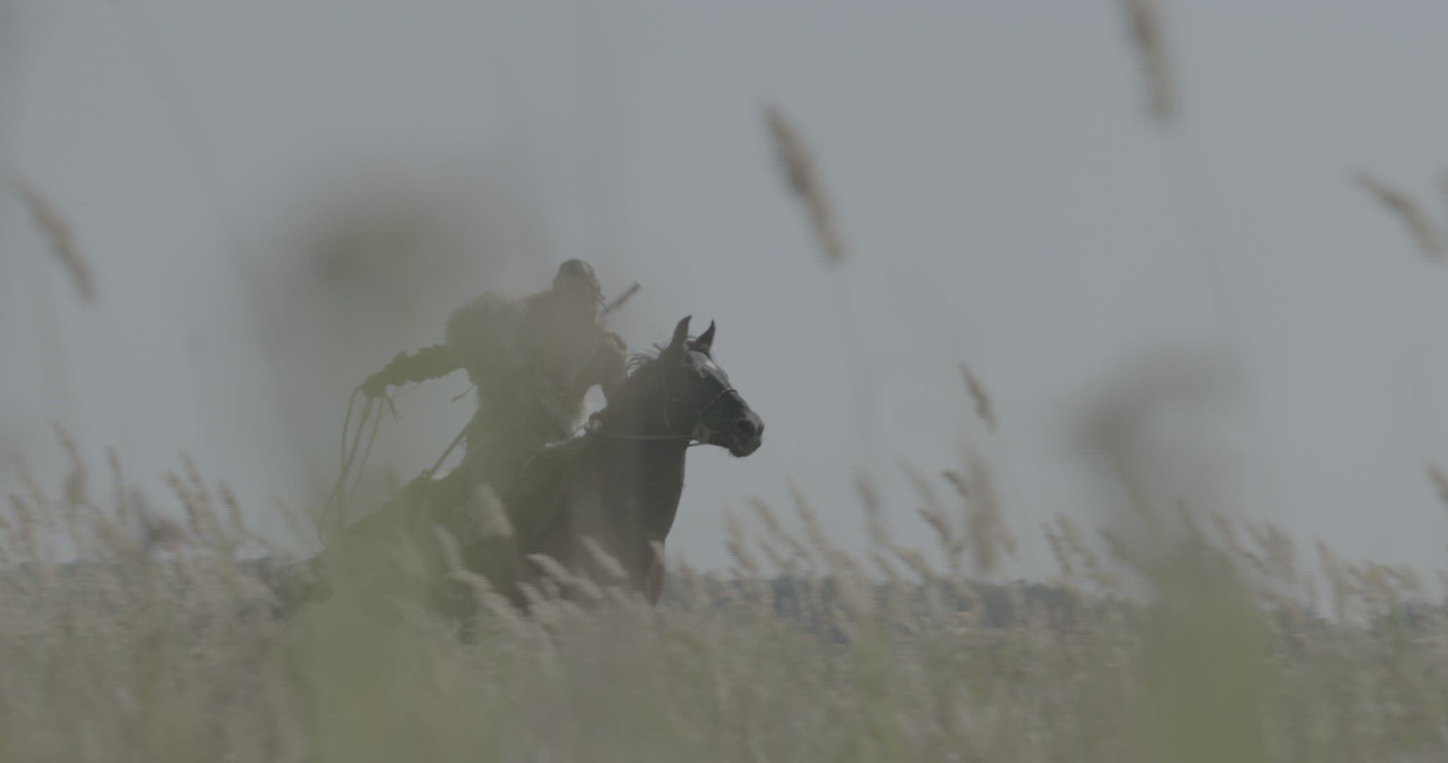 A warrior swinging a lasso on horseback