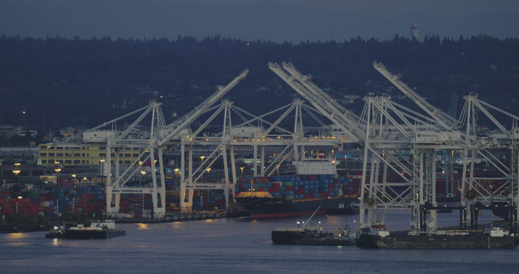 Port of Seattle at twilight