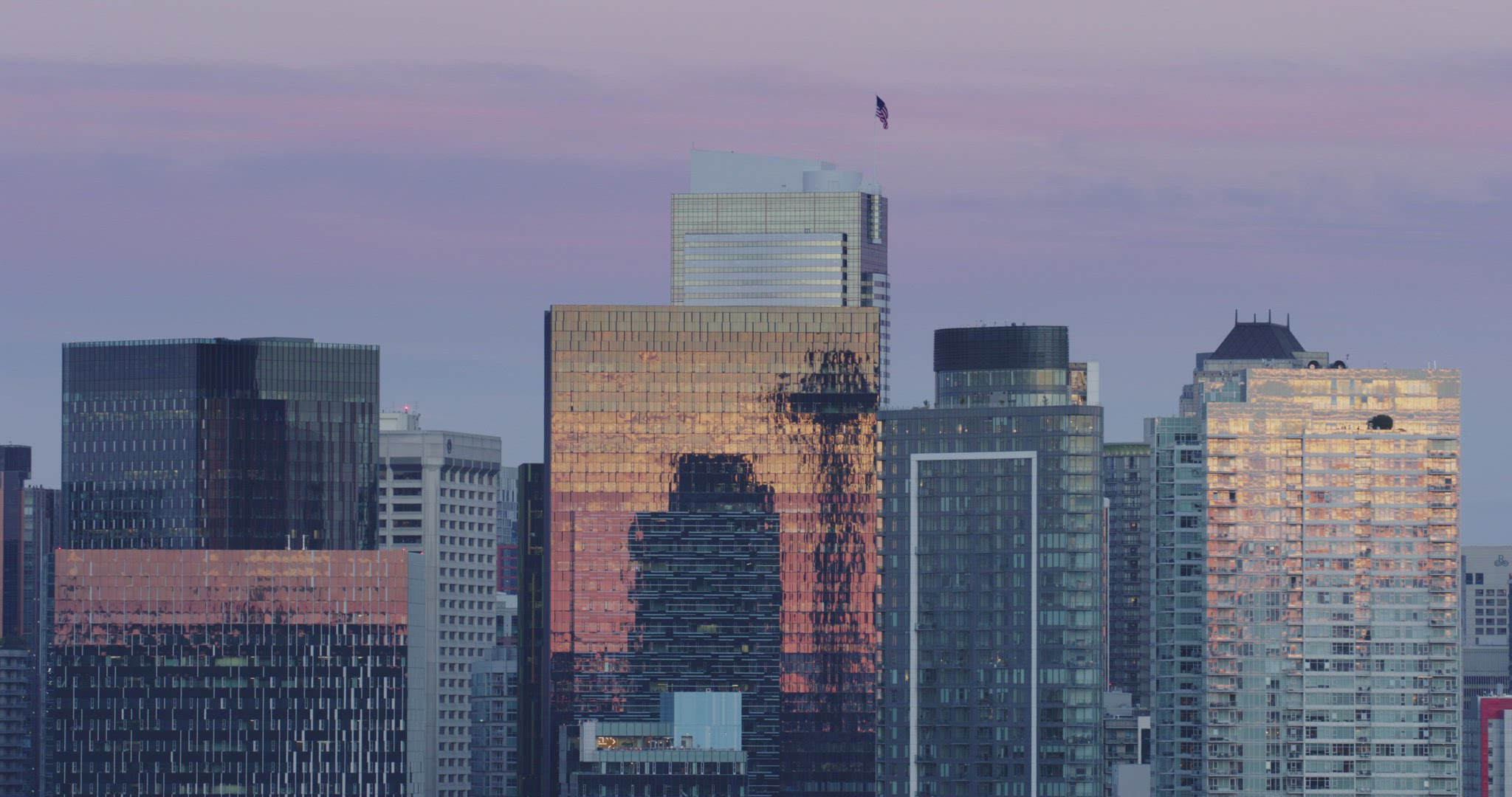 Static shot of Seattle downtown at sunset