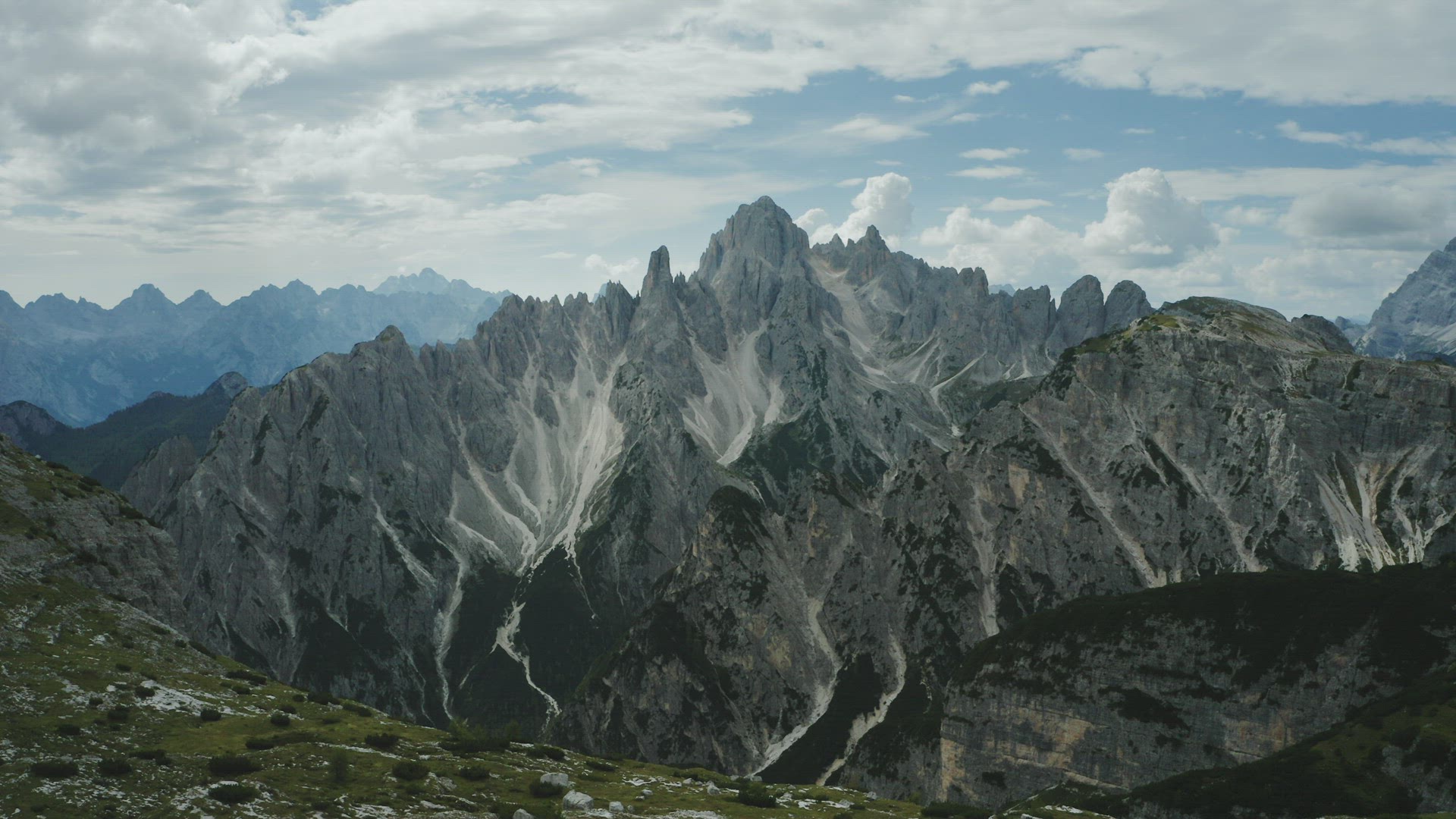 Aerial view of Auronzo di Cadore of Cadini di Misurina mountains group in Dolomites, Italy, part of 
