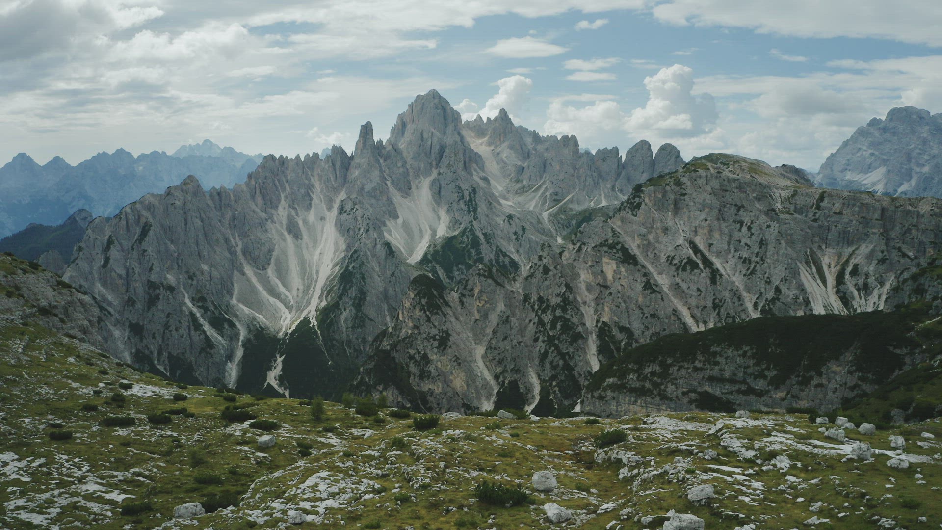 Aerial view of Auronzo di Cadore of Cadini di Misurina mountains group in Dolomites, Italy, part of 