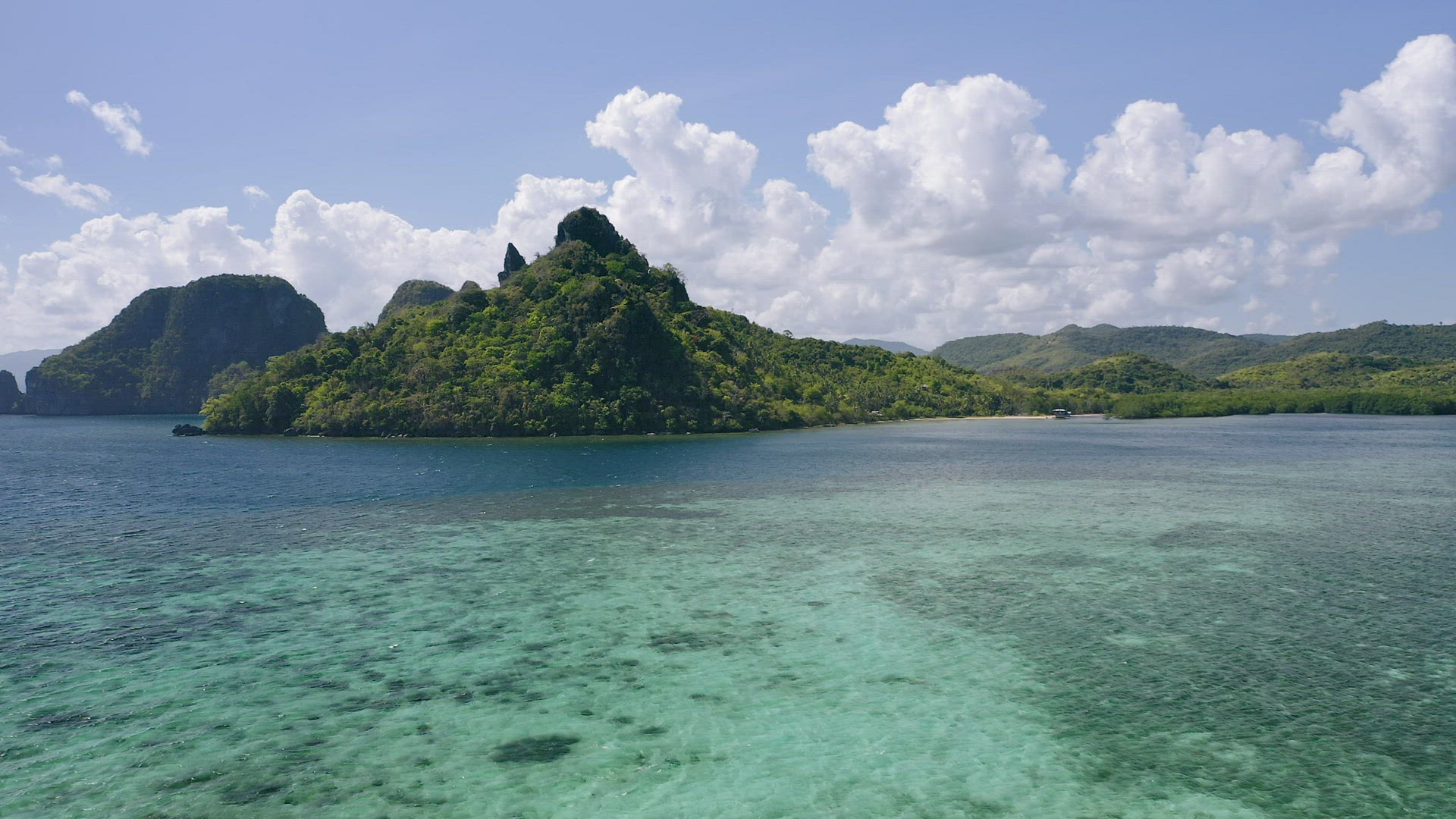 4K Aerial near snake island towards mainland - El Nido, Palawan, Philippines. Asia