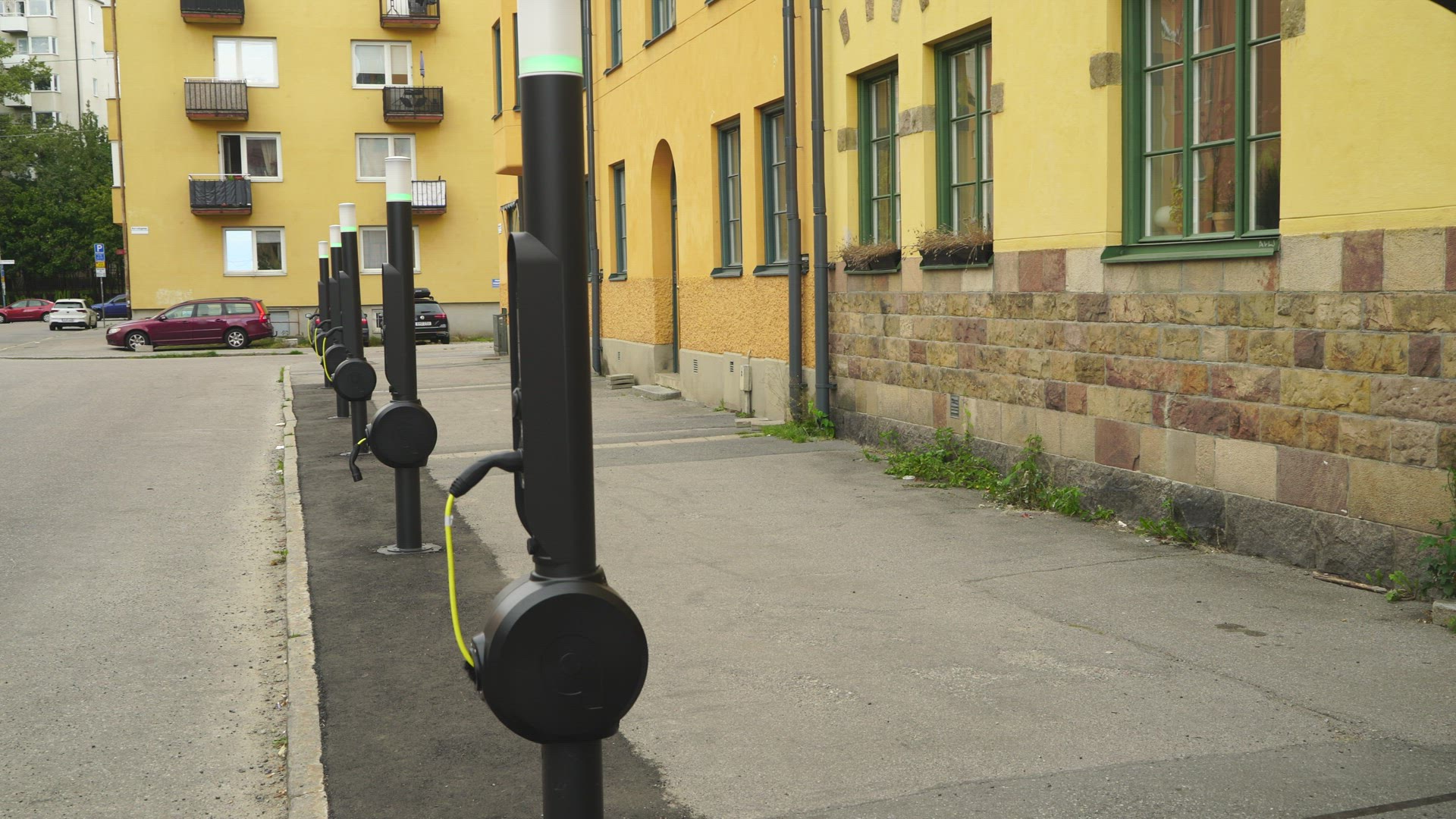charging posts in street - Aspudden, Stockholm