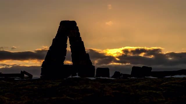 Sunset at the Arctic Henge - Raufarhöfn, Iceland
