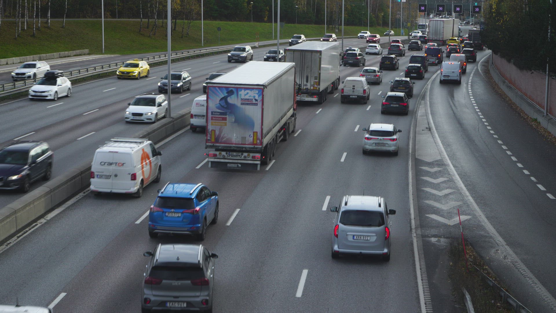 traffic on highway outside Stockholm