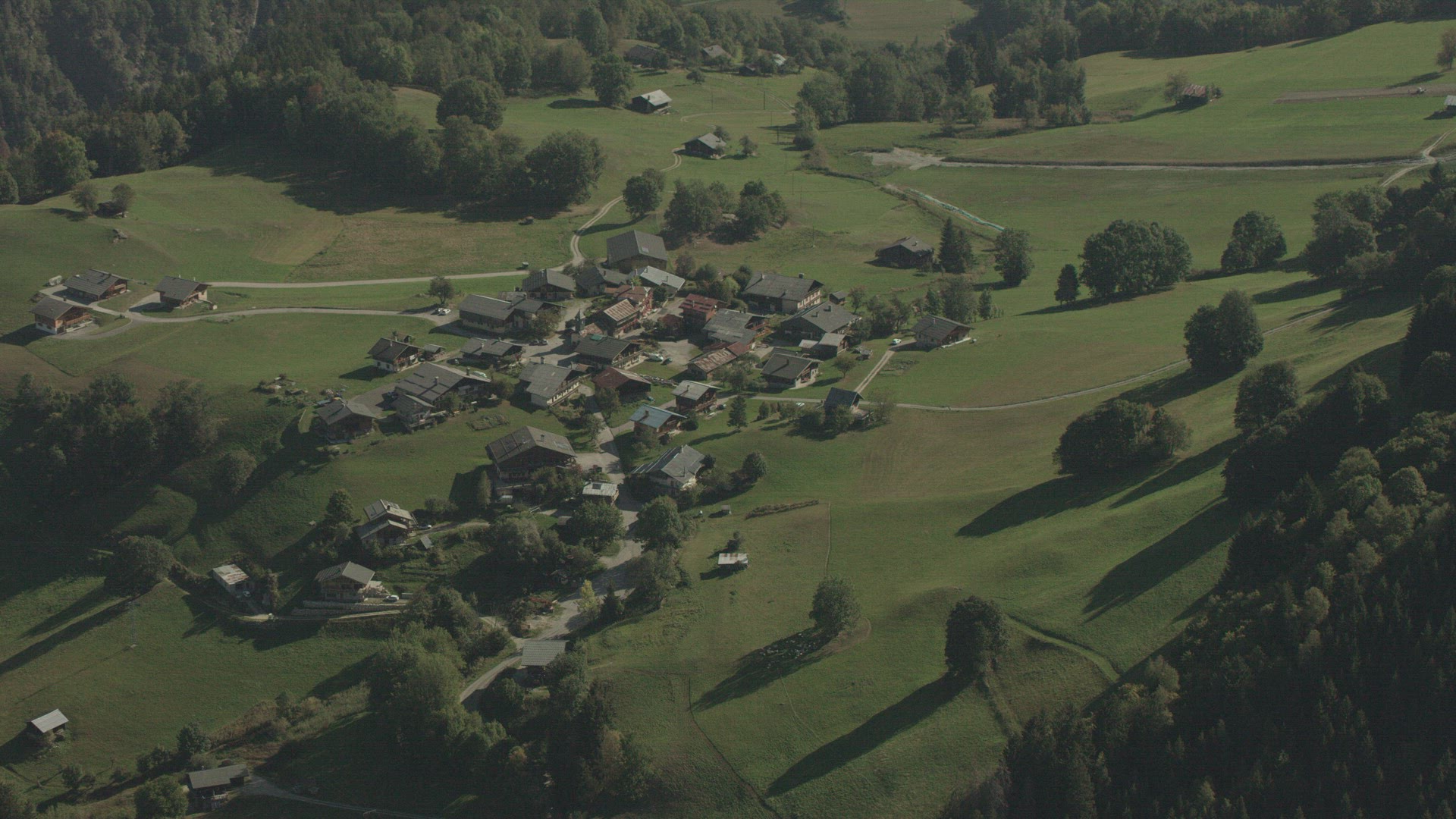 Aerial View Village French Alps