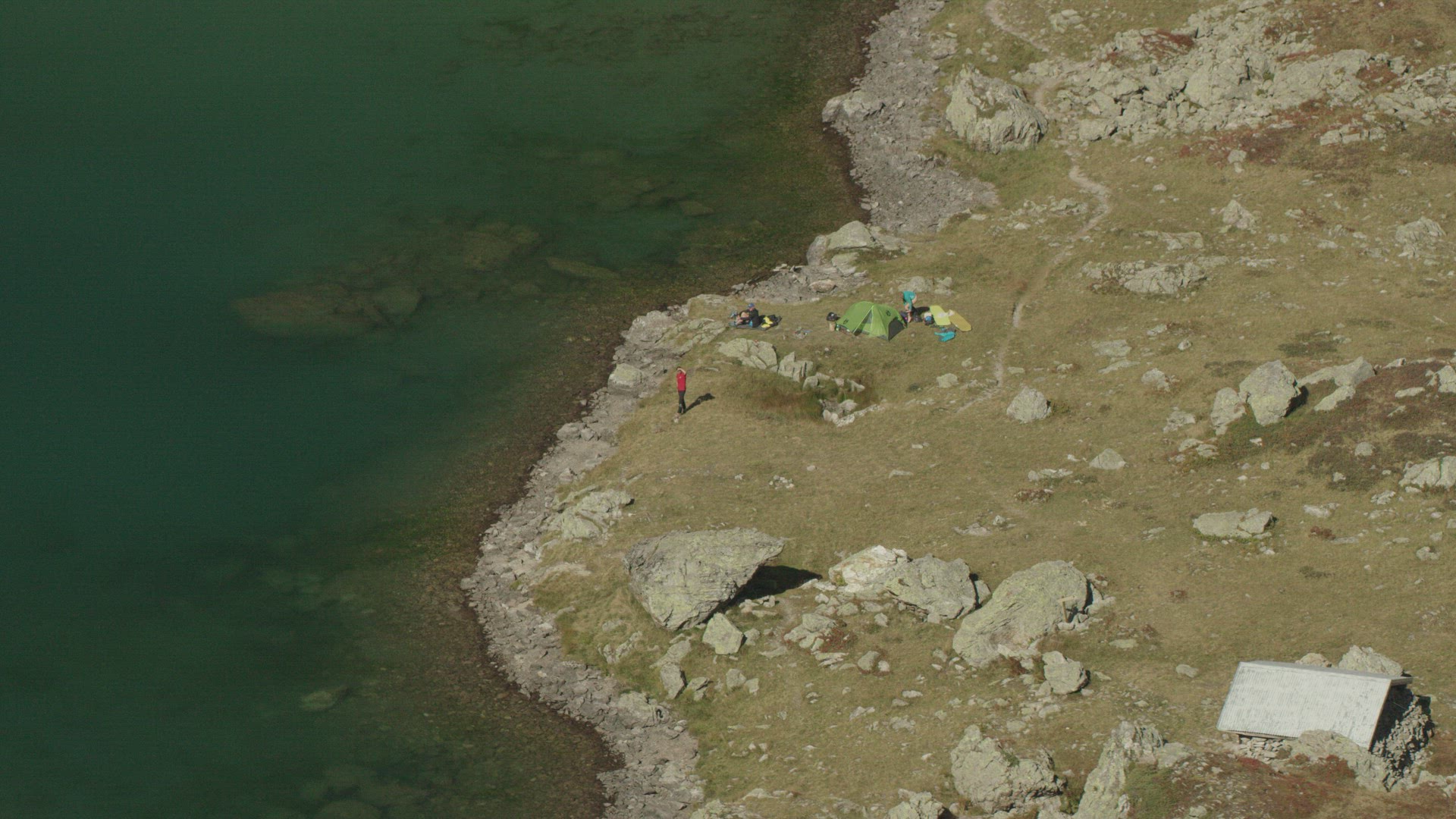 Aerial View Lake French Alps