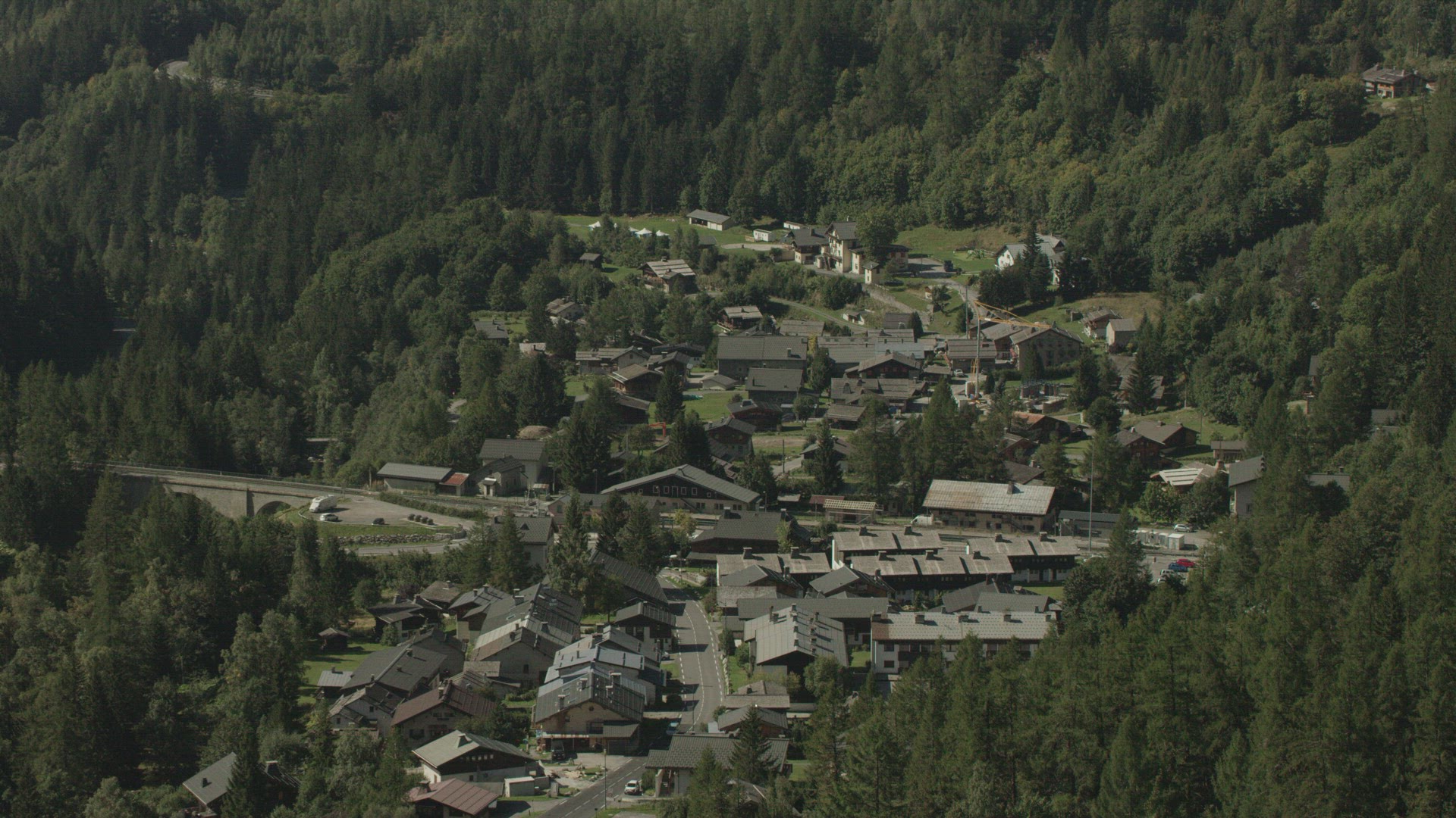 Aerial View Chalets French Alps