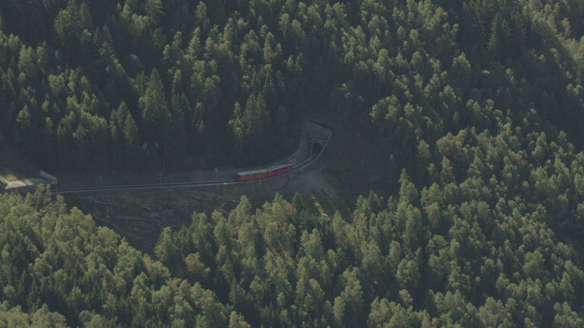 Aerial View Train French Alps