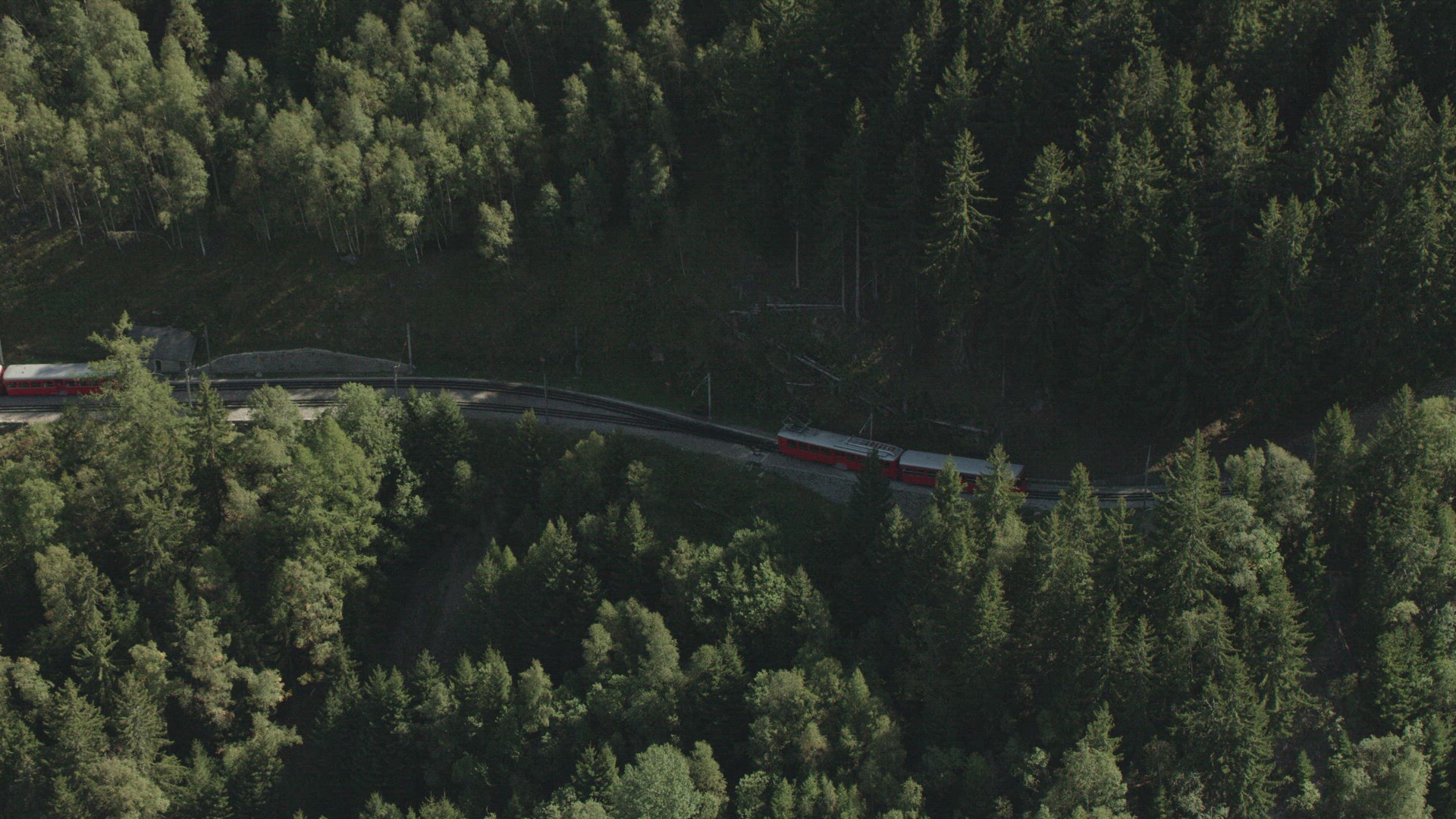 Aerial View Train French Alps
