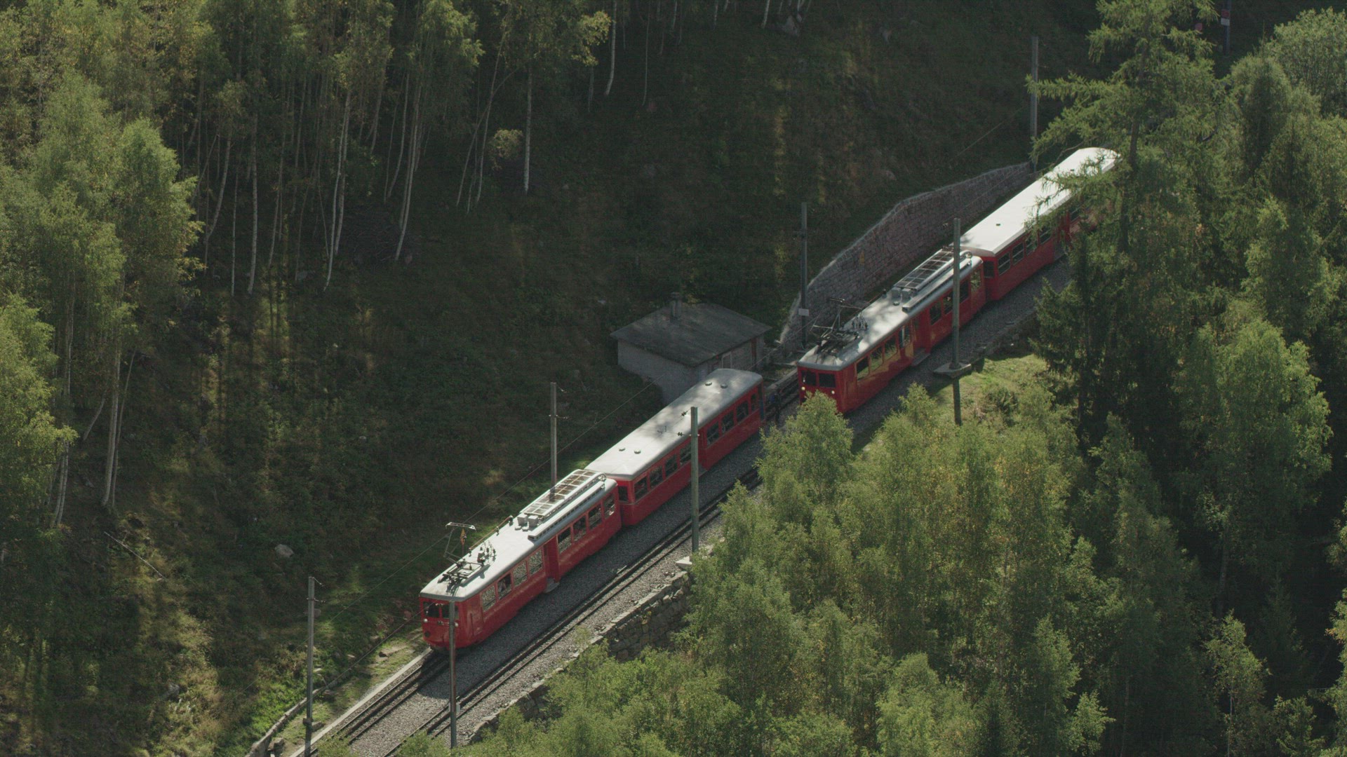 Aerial View Train French Alps