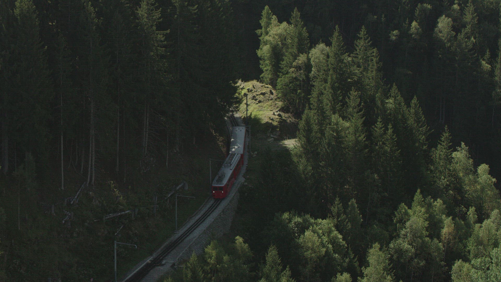 Aerial View Train French Alps