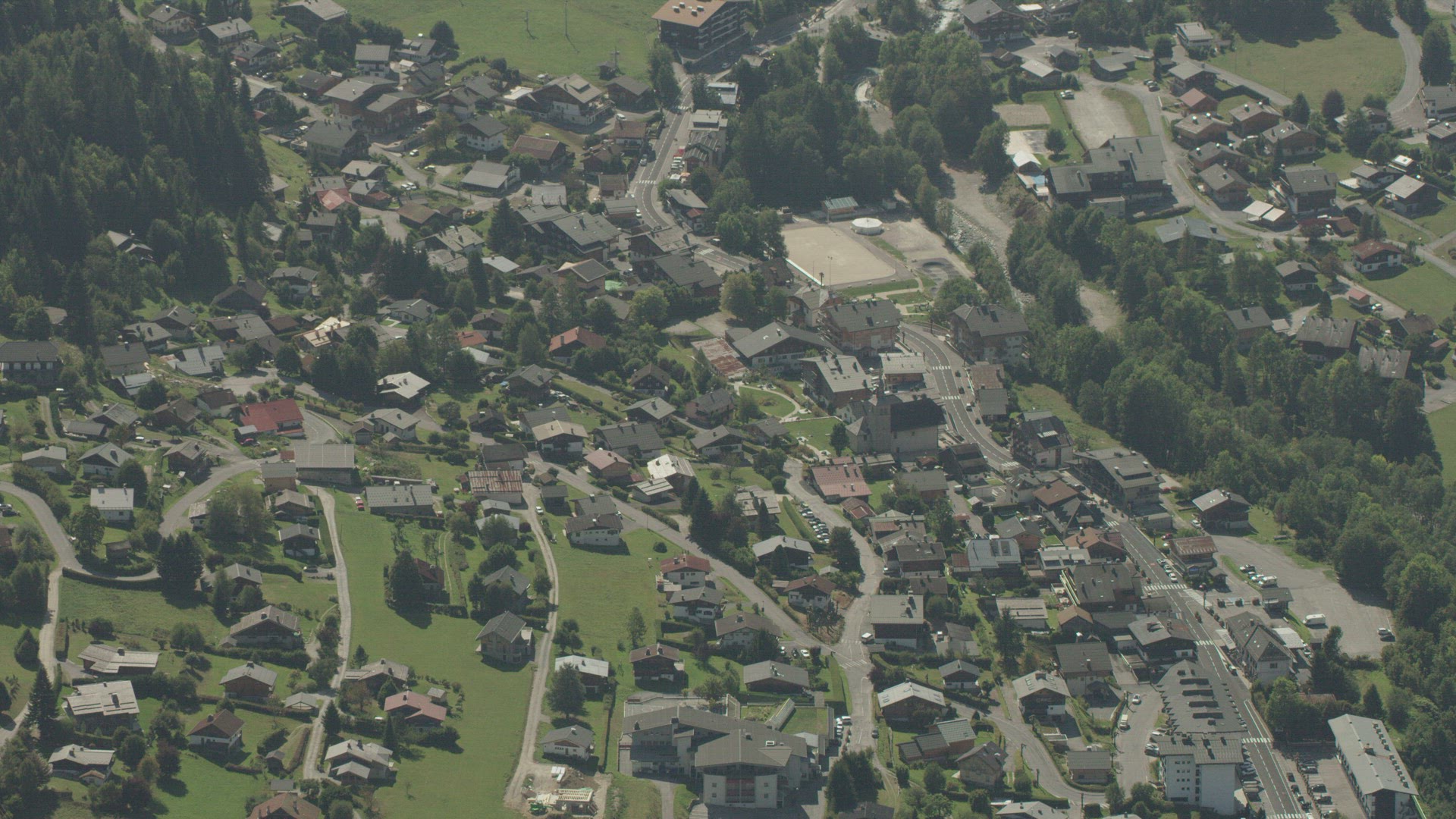 Aerial View Chalets French Alps