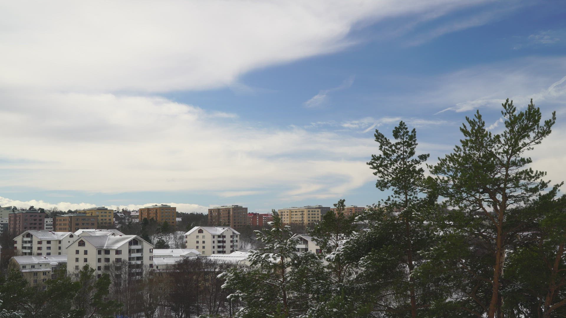 view over suburbian area close to Stockholm - tenement houses - buildings - wintertime