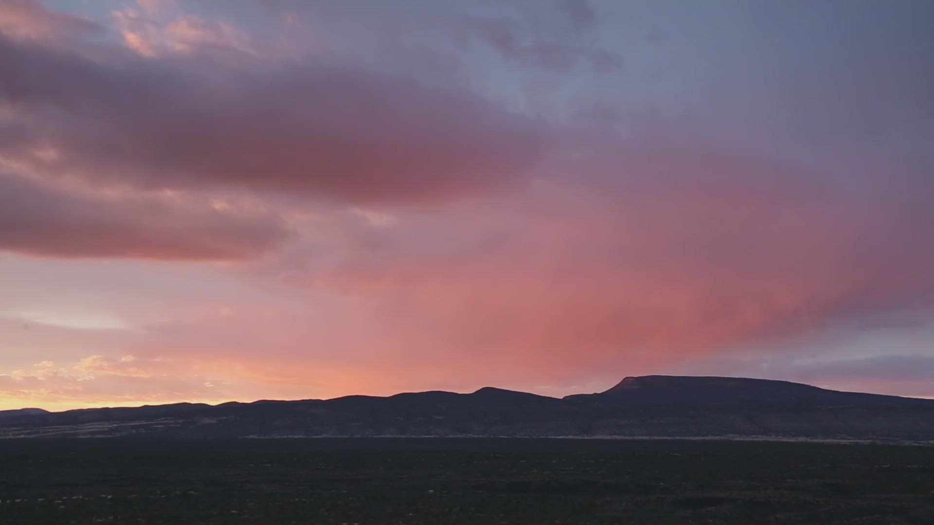 Colorful Sunset Above Lava Field