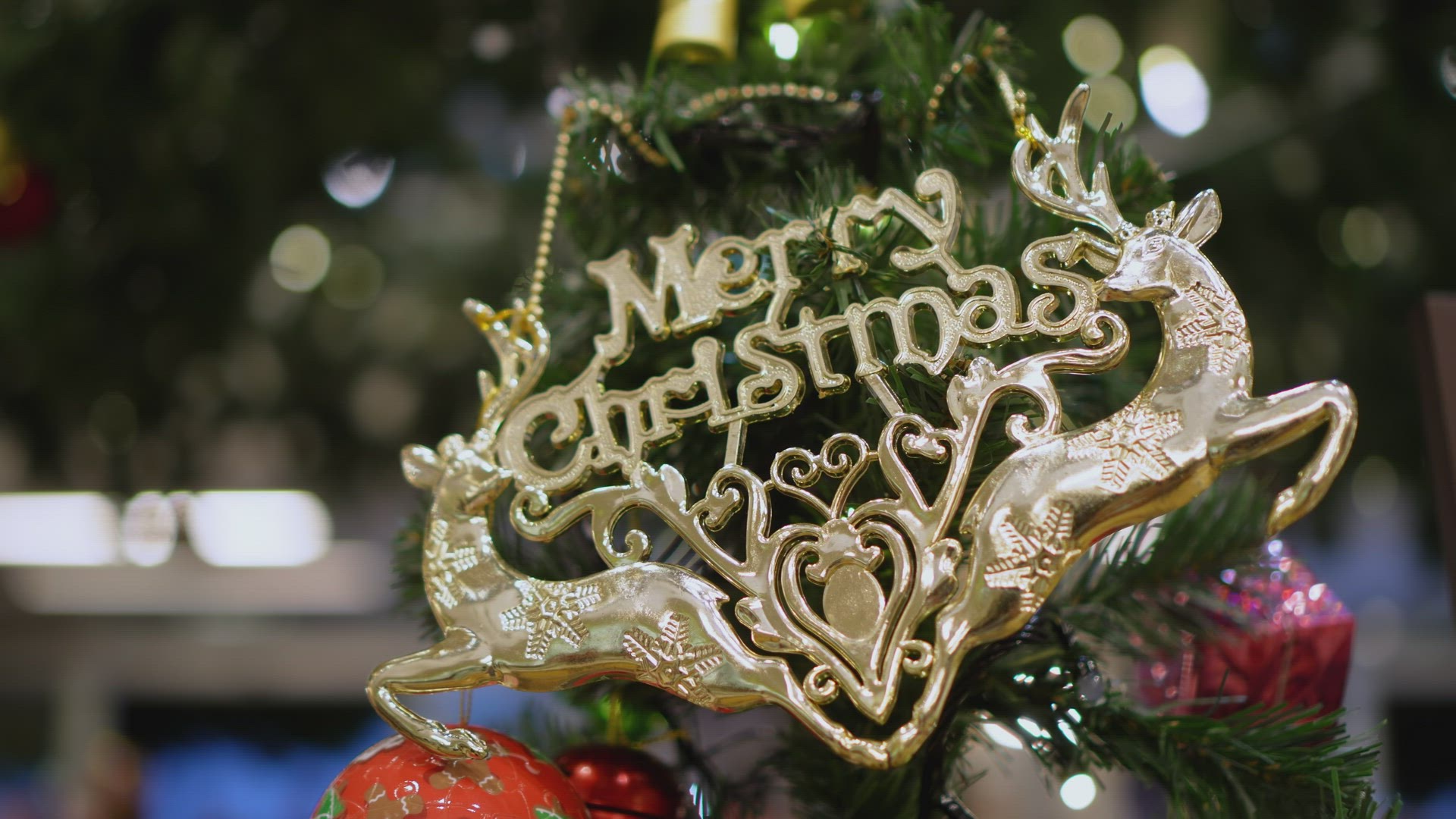 Gold color Merry Christmas decoration
