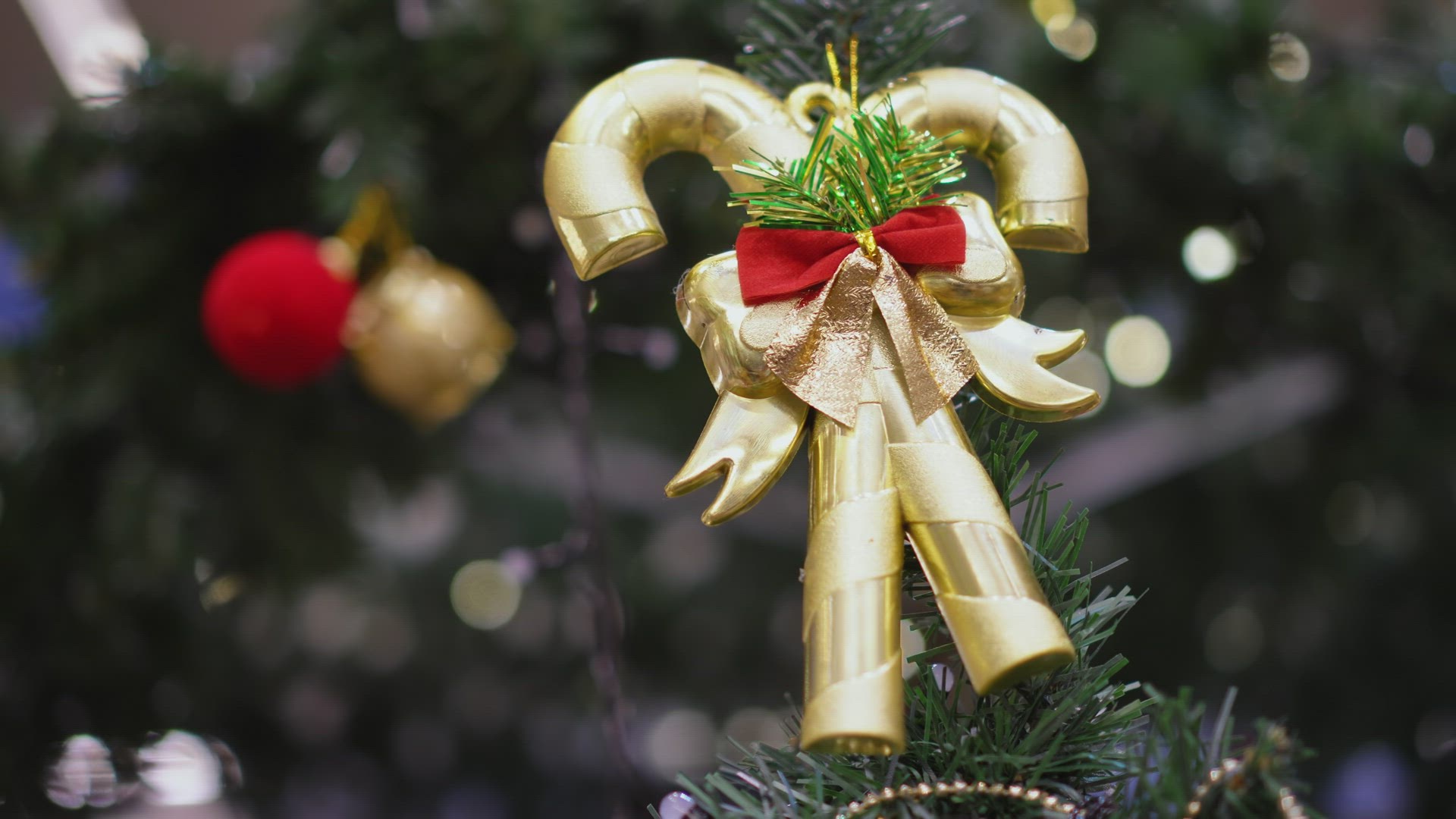 Umbrella candy decoration hang at Christmas tree