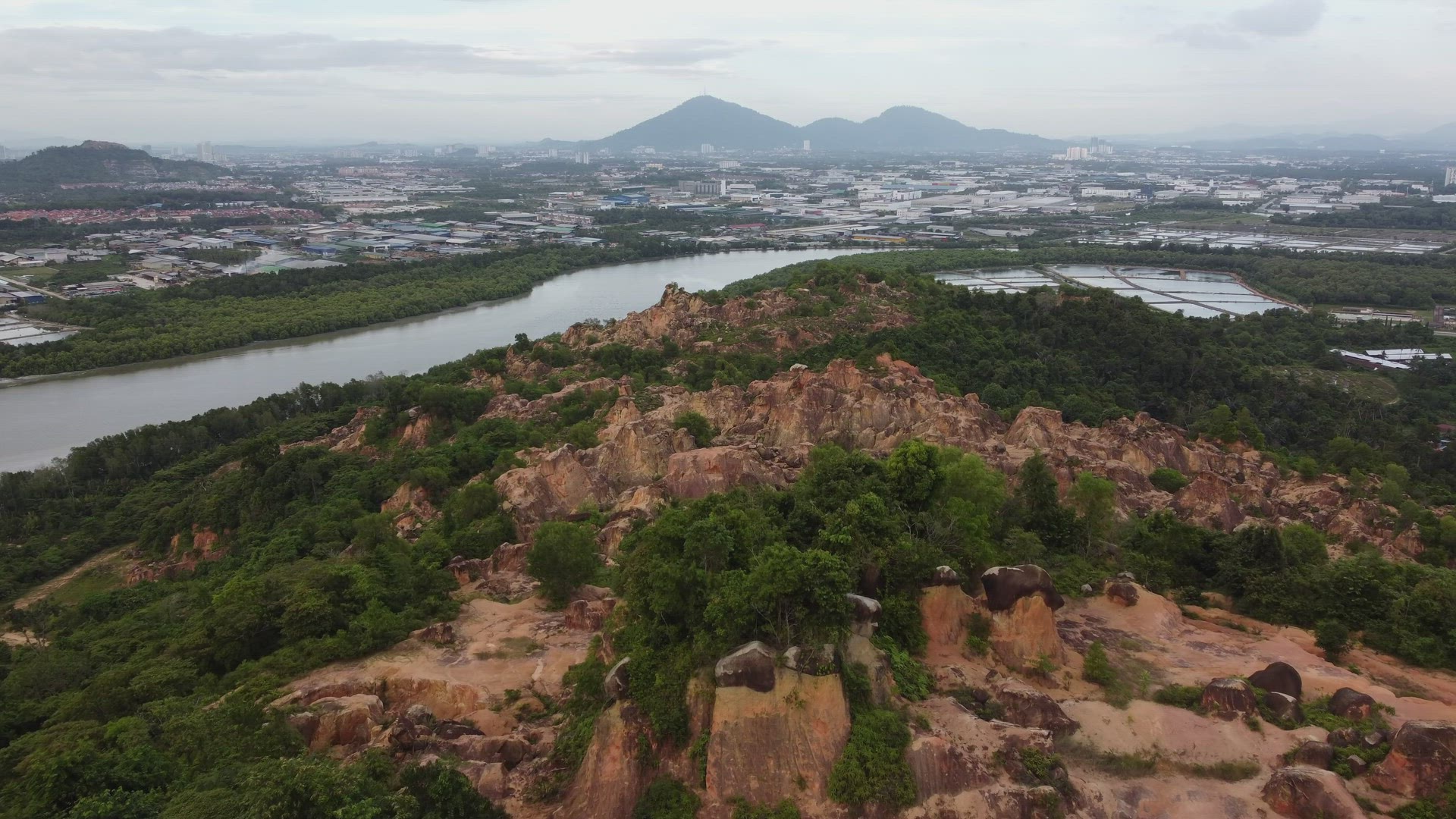 Aerial view deforestation of mining