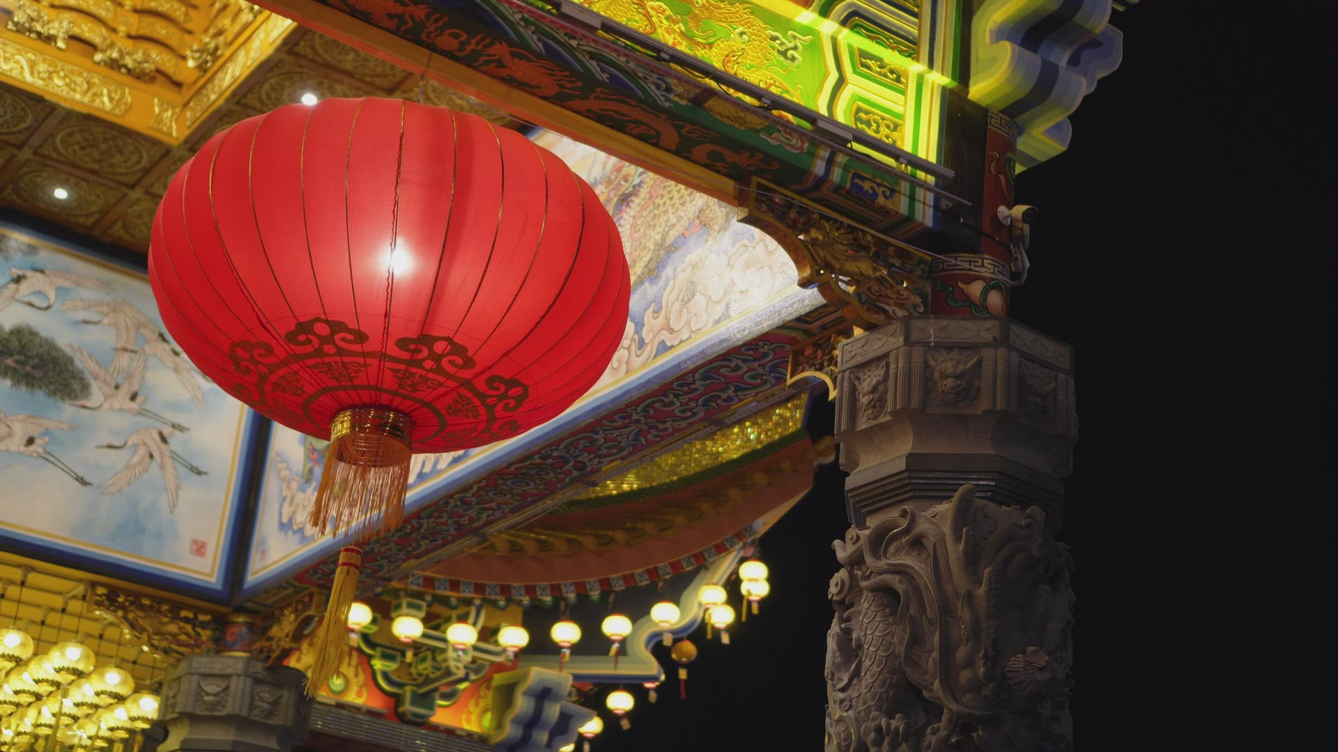 Red lantern decoration at chinese temple