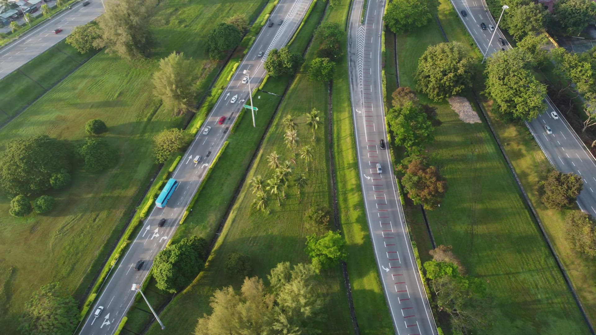 Drone view aerial sliding and look down car traffic