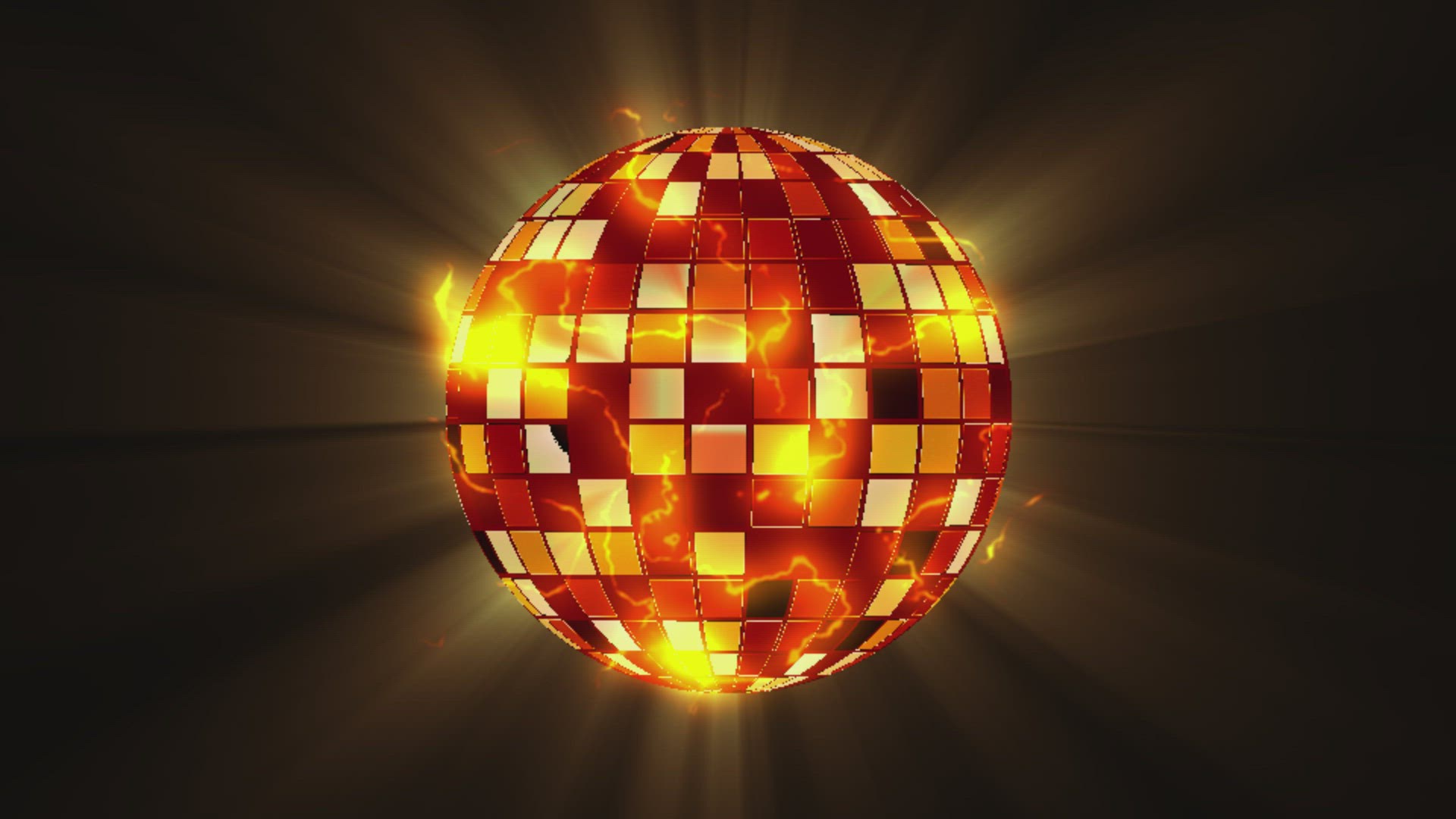 Gold globe ball rotation with electric and ray effect.