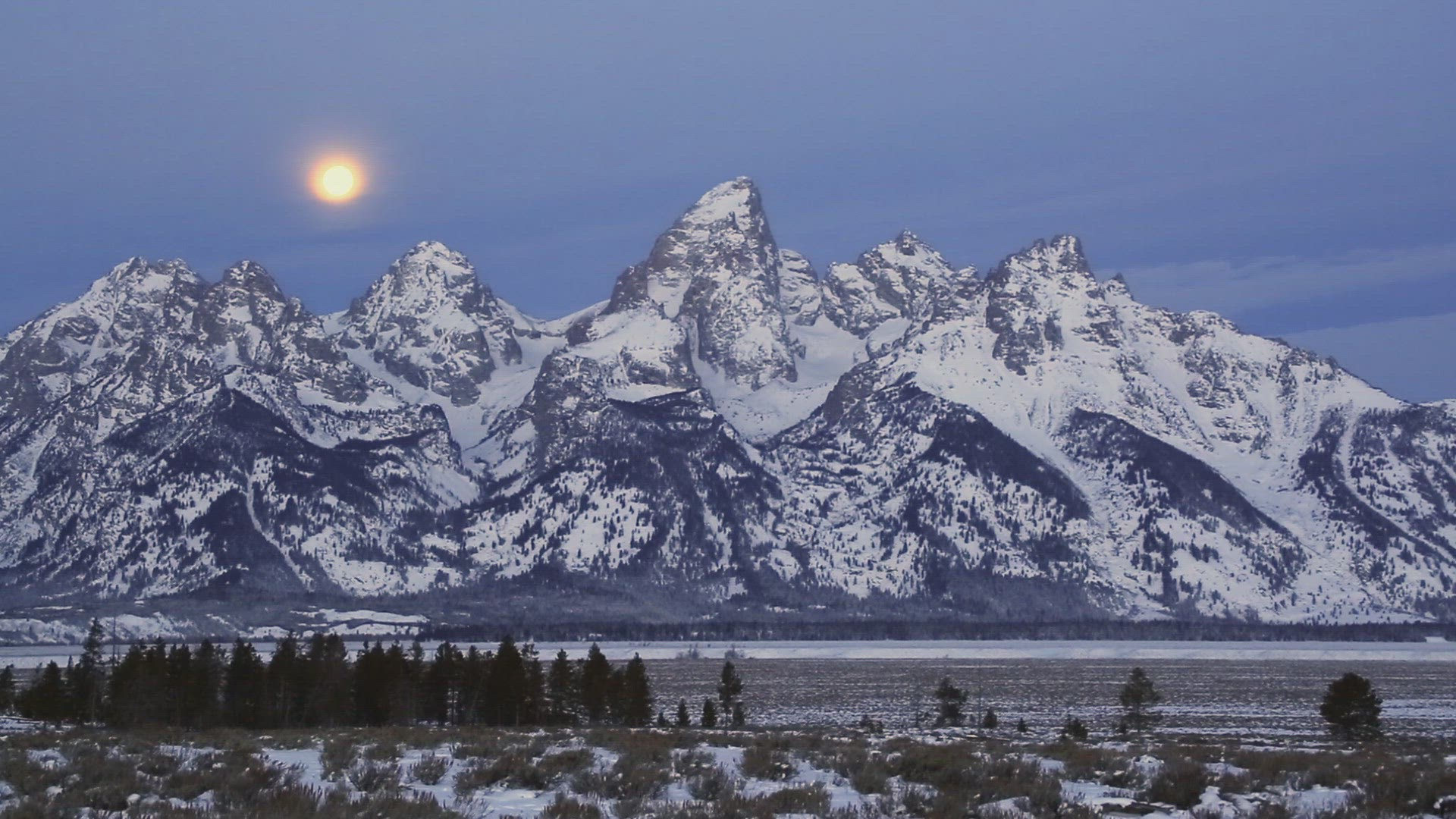 Full Moon Setting over Tetons