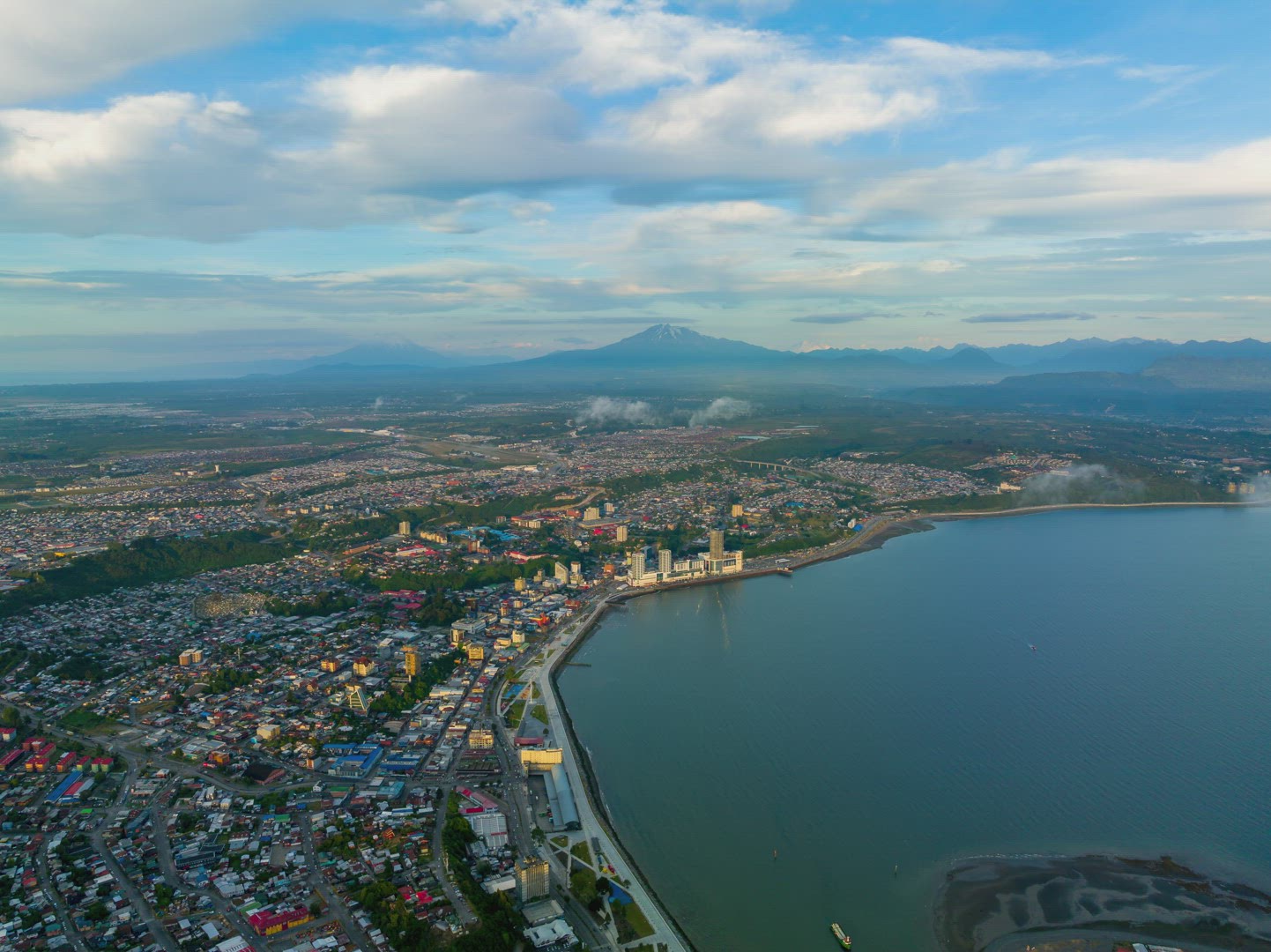 Hyper lapse scene over Puerto Montt City
