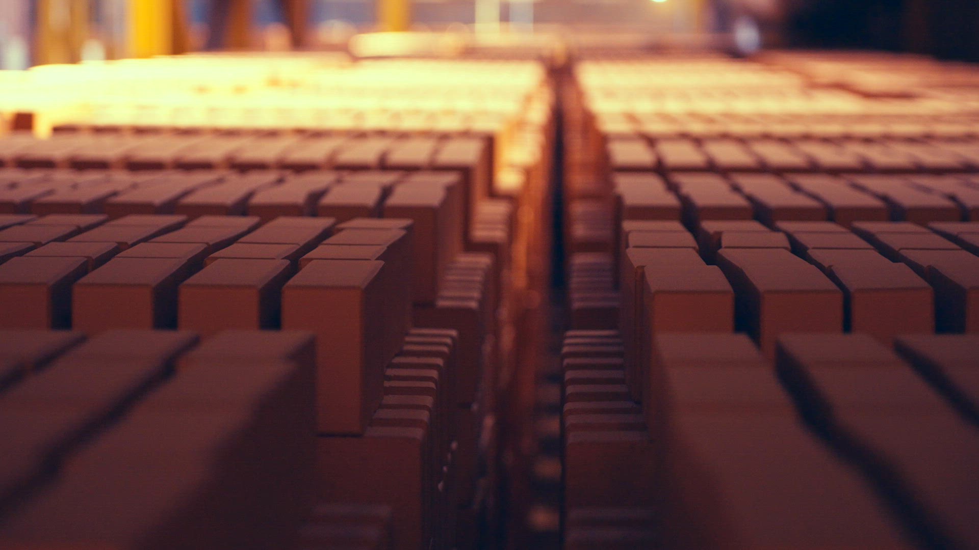 Thousands of bricks preparead for furnace