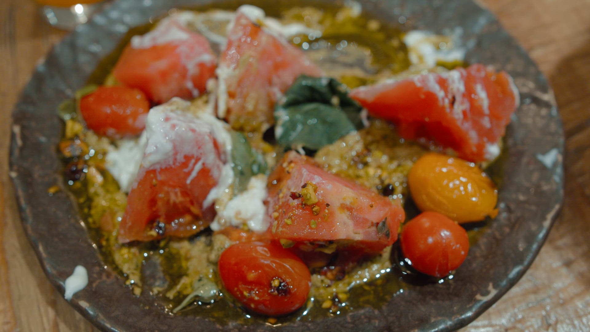 Vegetarian tomato dish for lunch in cafe