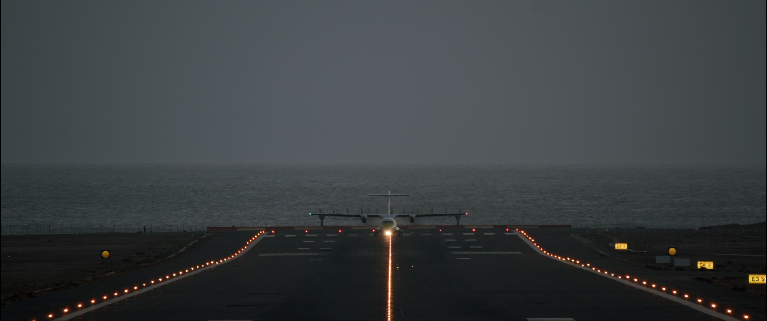 Airplane takeoff late at night
