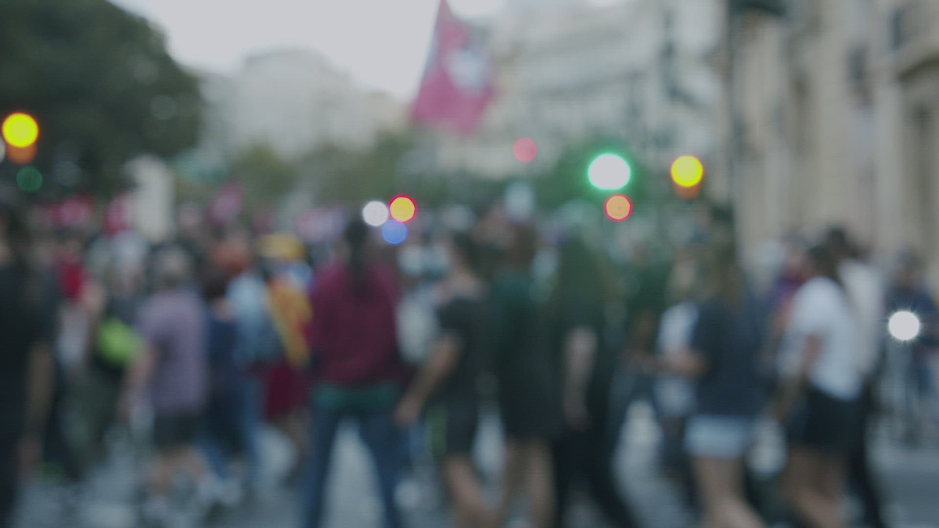 Demonstration in the city, blurred view
