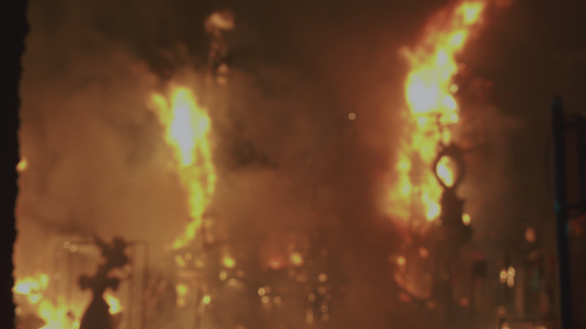 The culmination of the colorful Fallas Fire Festival in Valencia, Spain