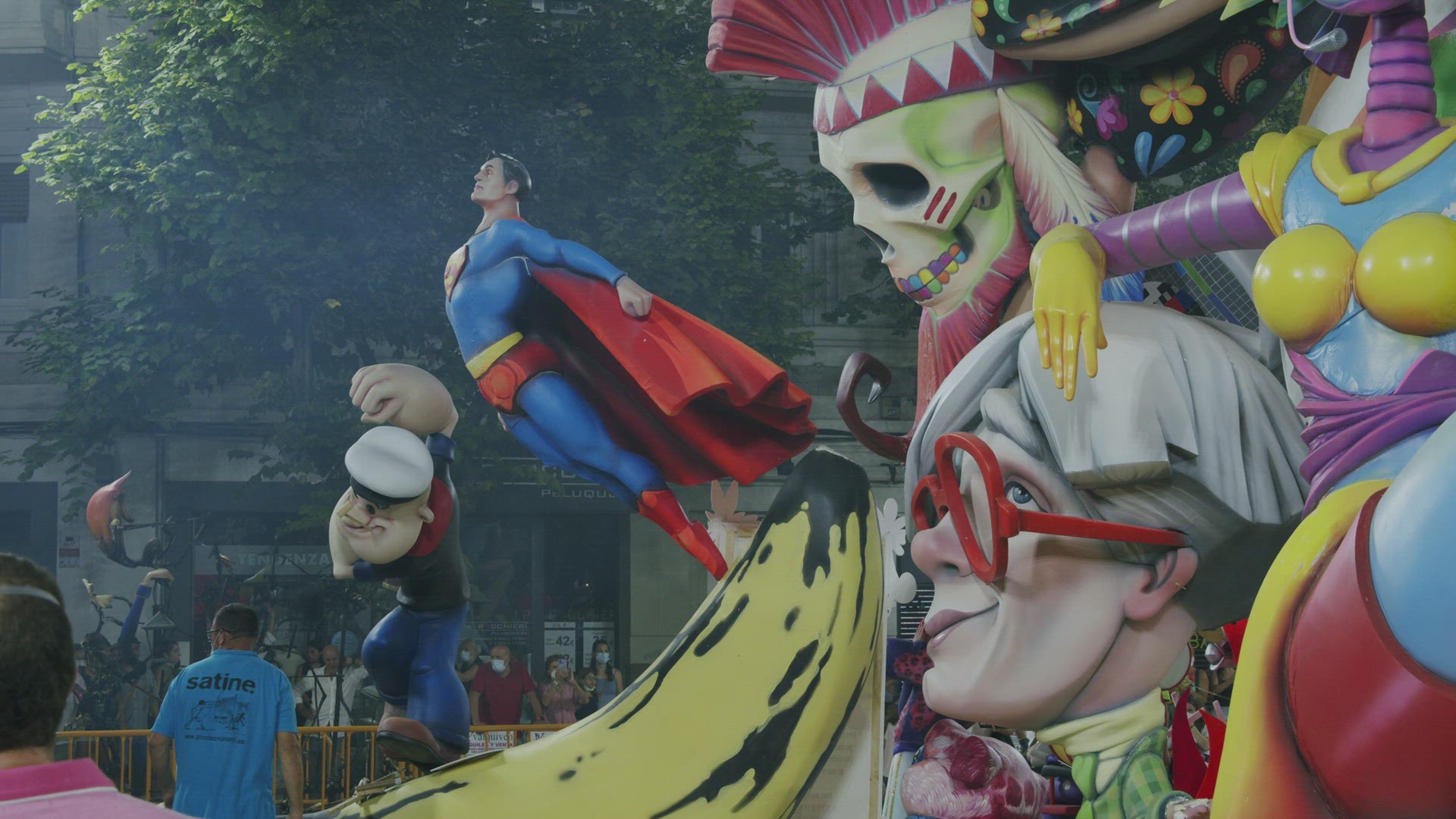 Las Fallas ninot exhibited in the street of Valencia, Spain