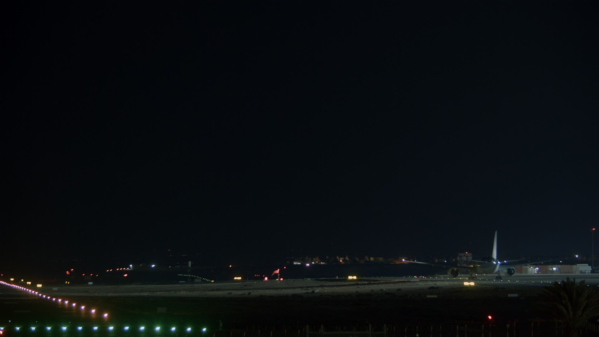 Airplane at night airport