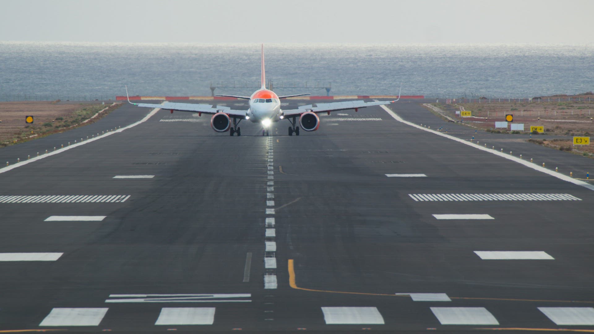 Airplane landing at the airport