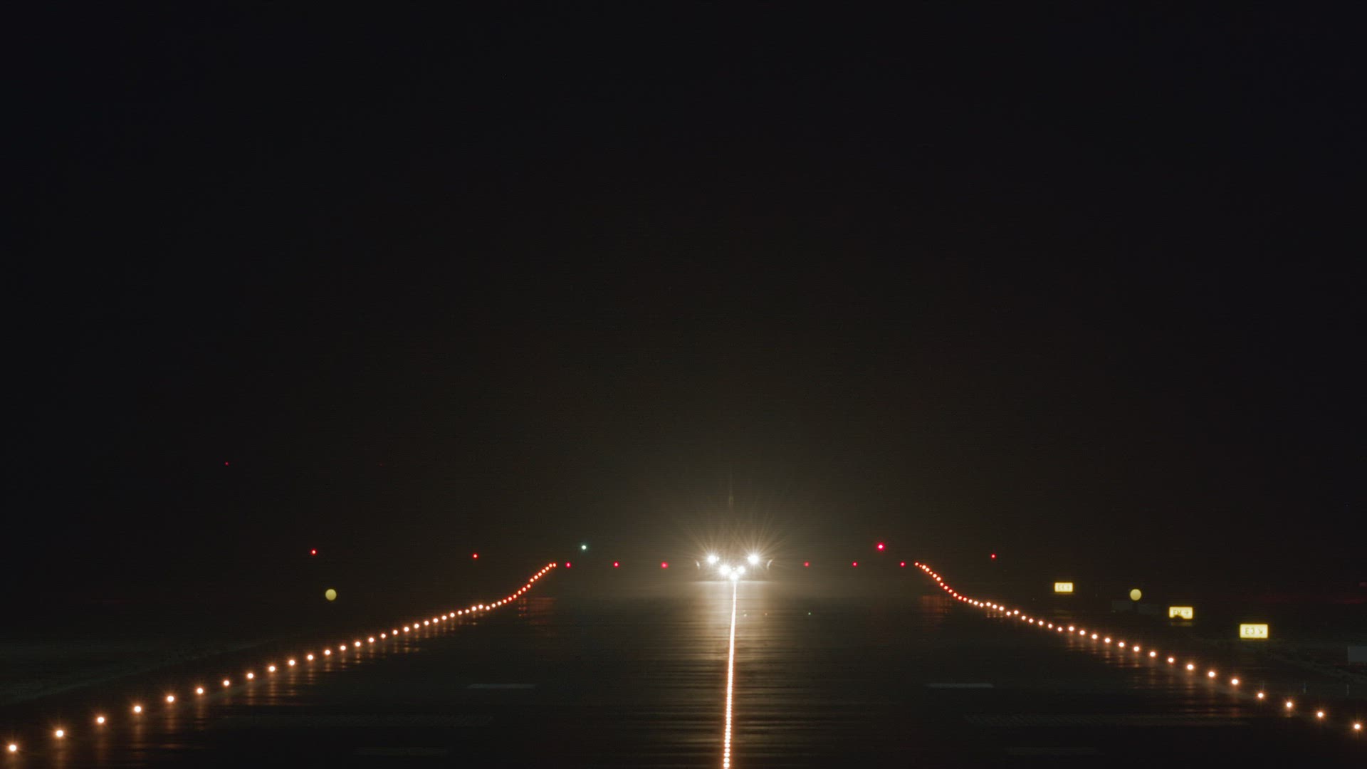 Airplane takeoff at night