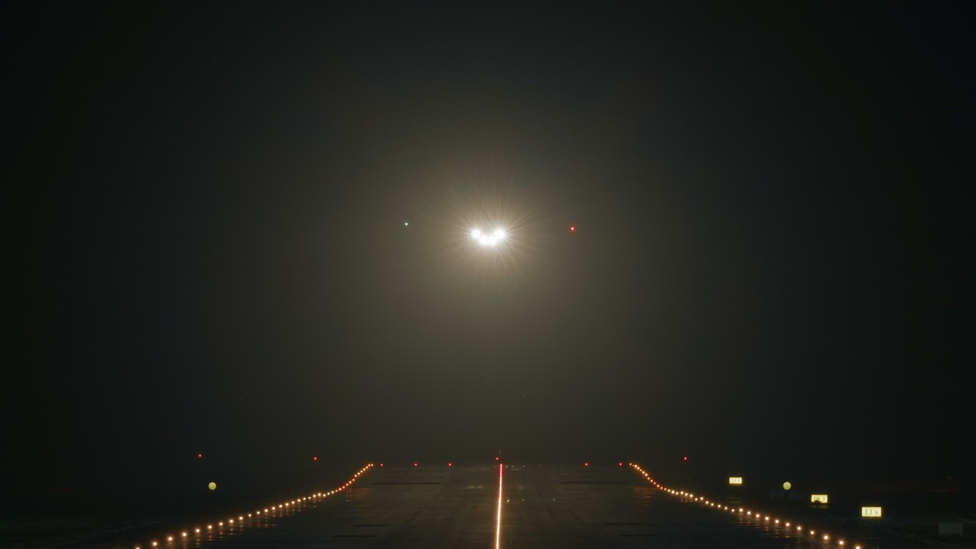 Airplane takeoff at night